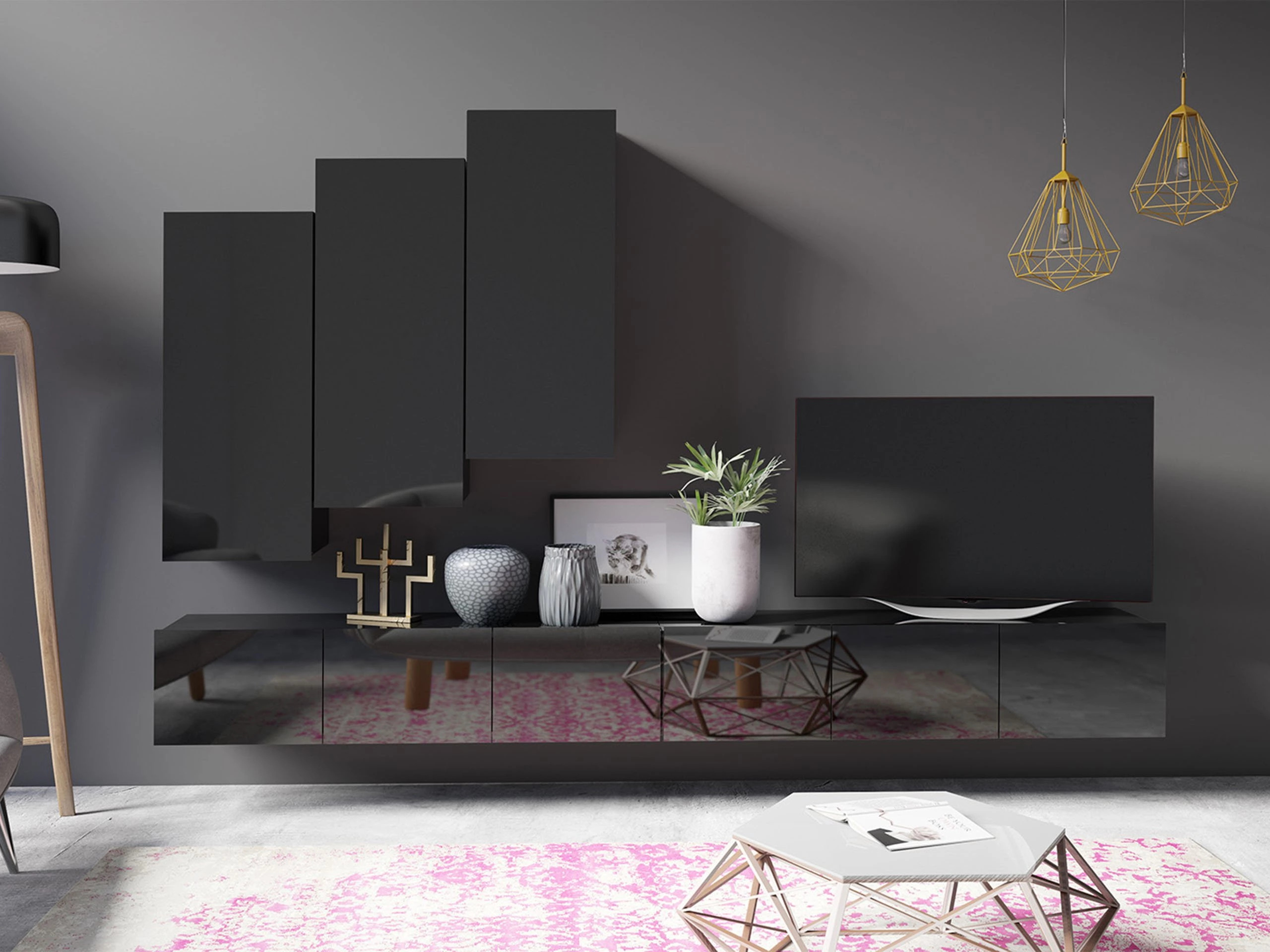 Svetainės komplektas Remus XX (Juoda)