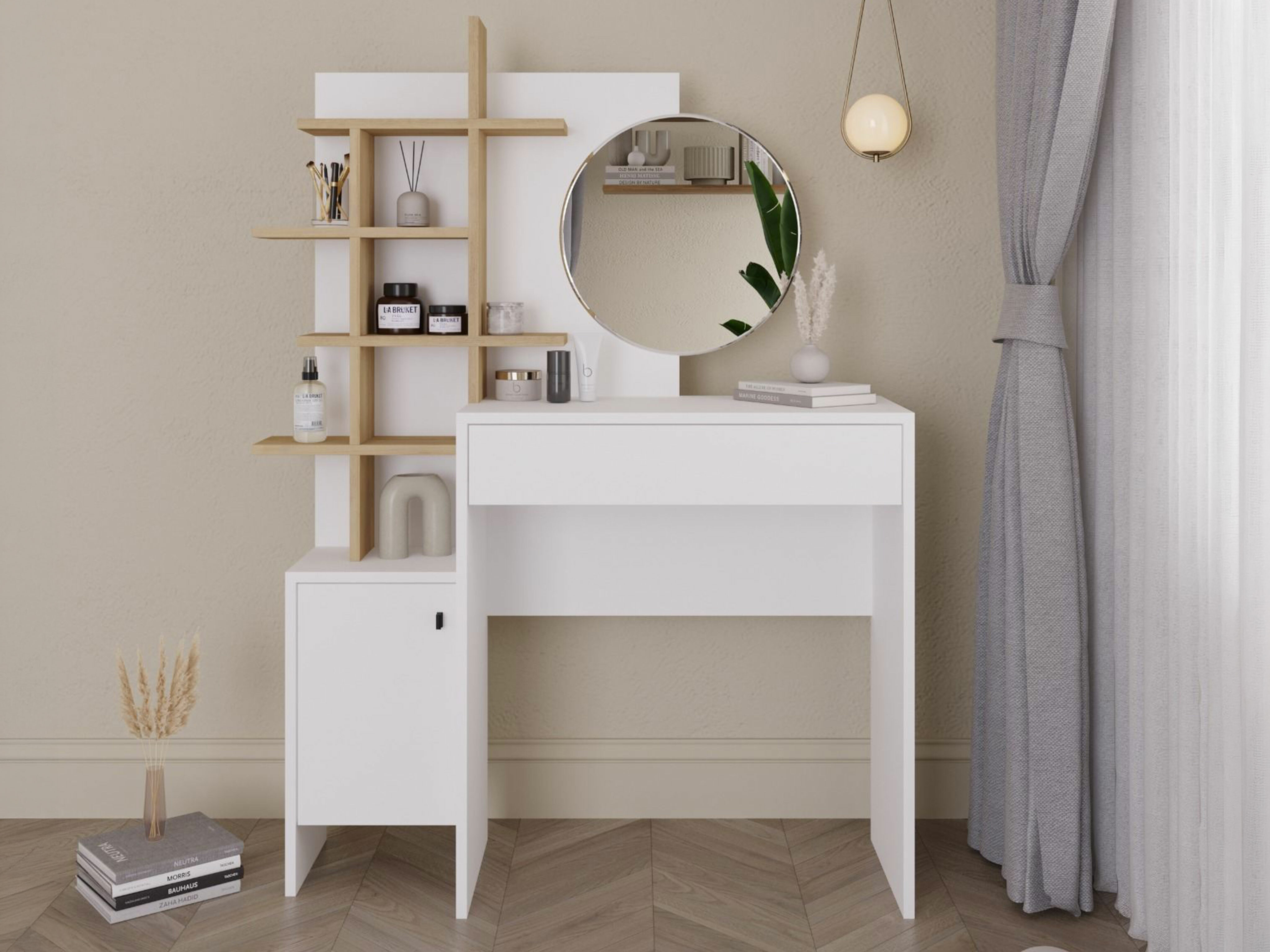 Makiažo staliukas Kailua 220 (Balta + Ąžuolas)