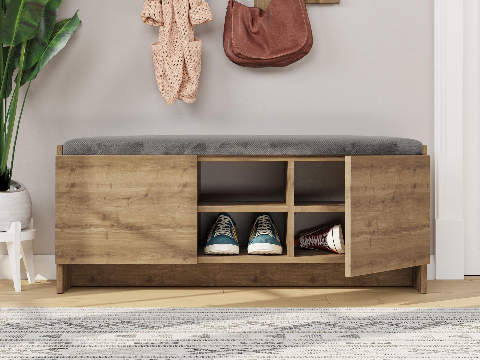 Batų lentyna Kailua 1047 (Tamsus ąžuolas)