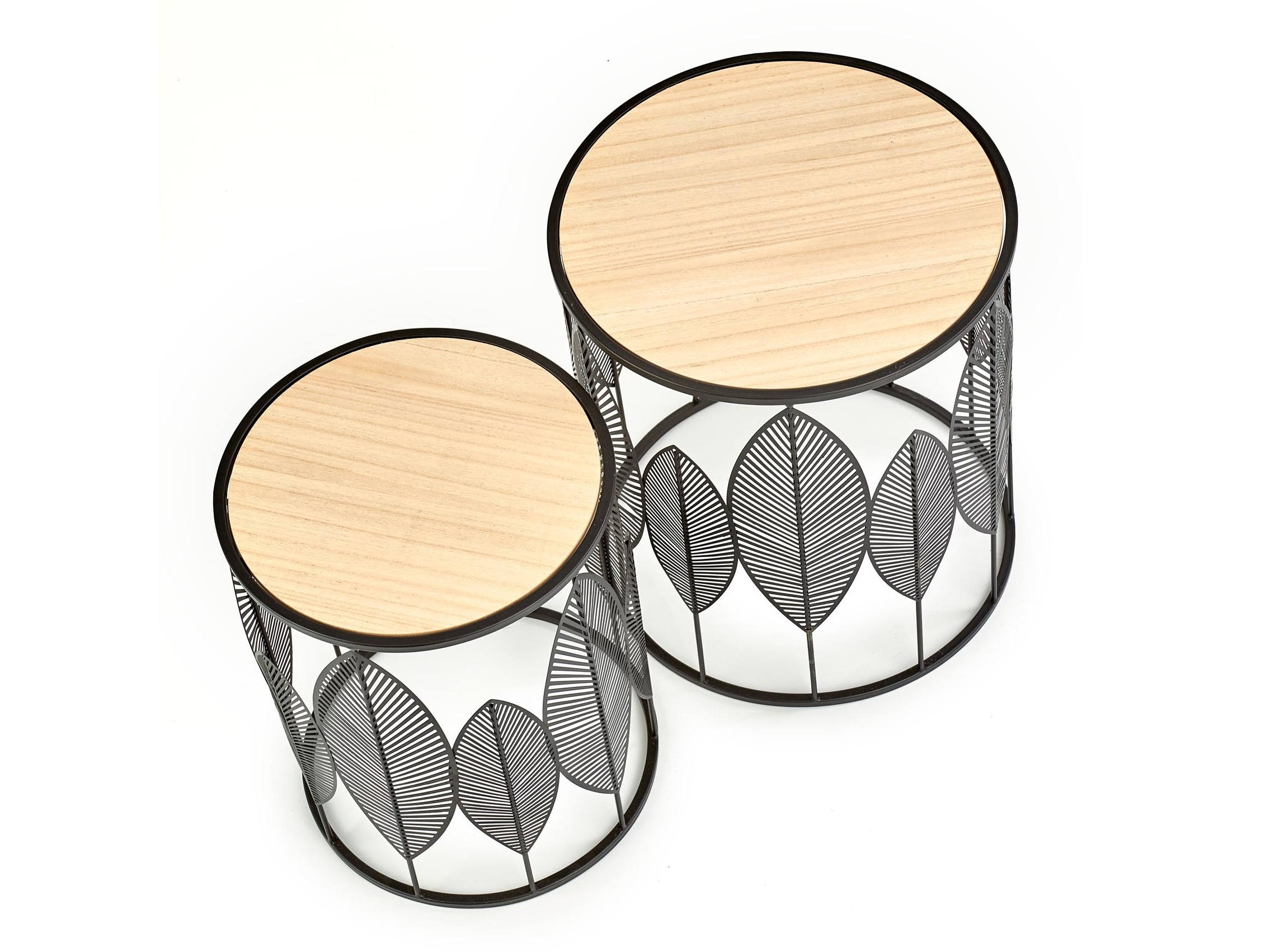 Šoninių staliukų komplektas Houston 974 (Juoda + Šviesus medis)