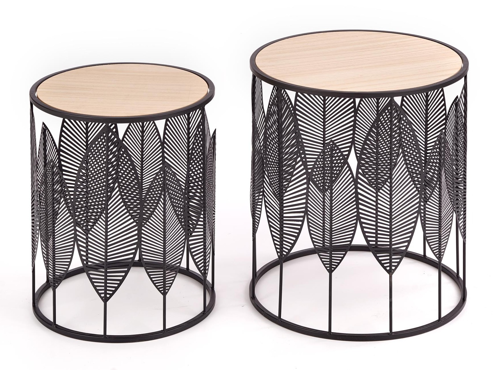 Šoninių staliukų komplektas Houston 974 (Juoda + Šviesus medis)