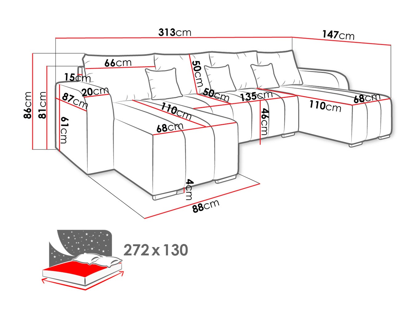 Minkštas kampas Arvada 122 (Lambi 08)