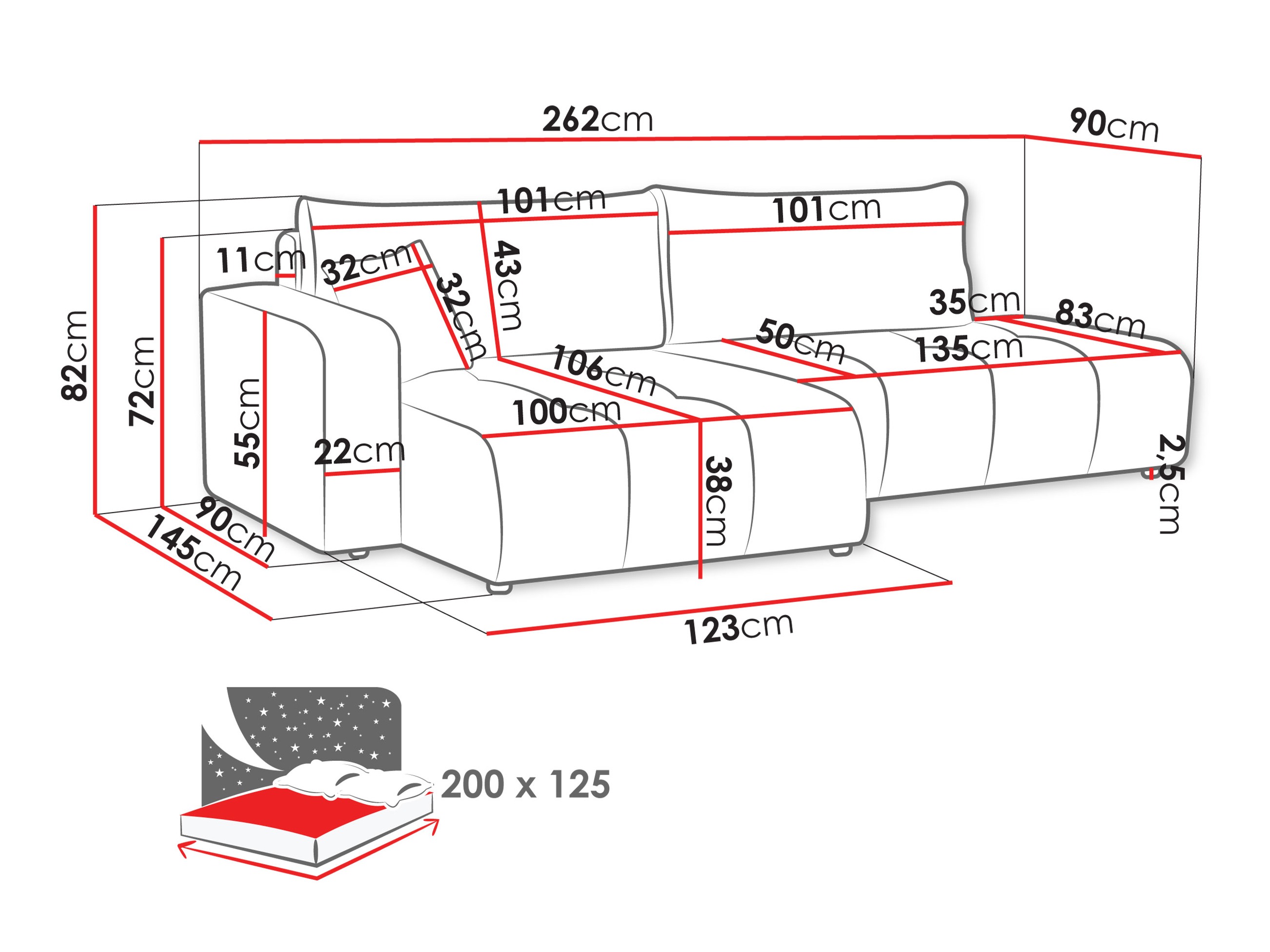 Minkštas kampas ST8528 su pažeista pakuote