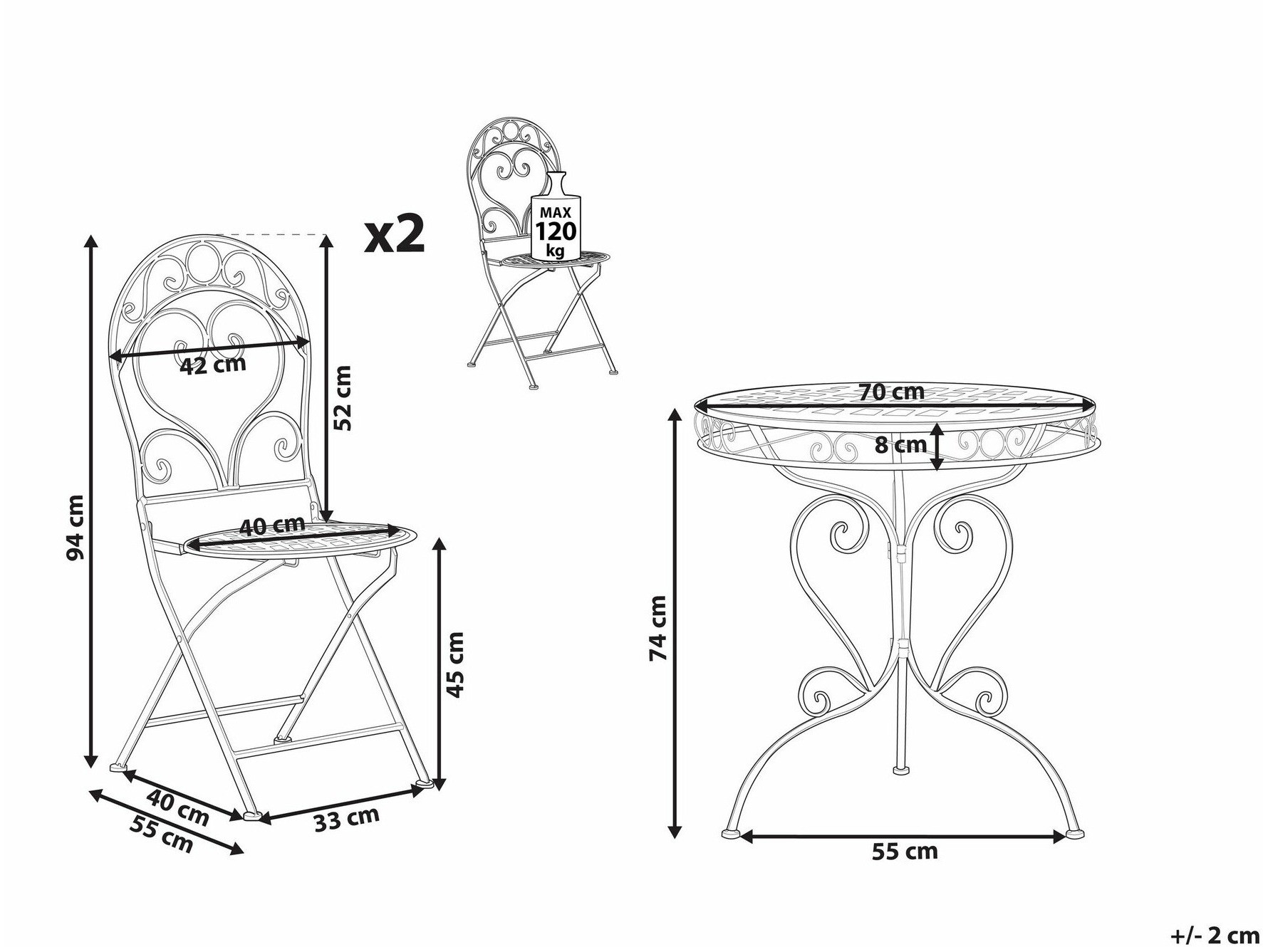 Balkono komplektas Berwyn 3226 (Rožinė)