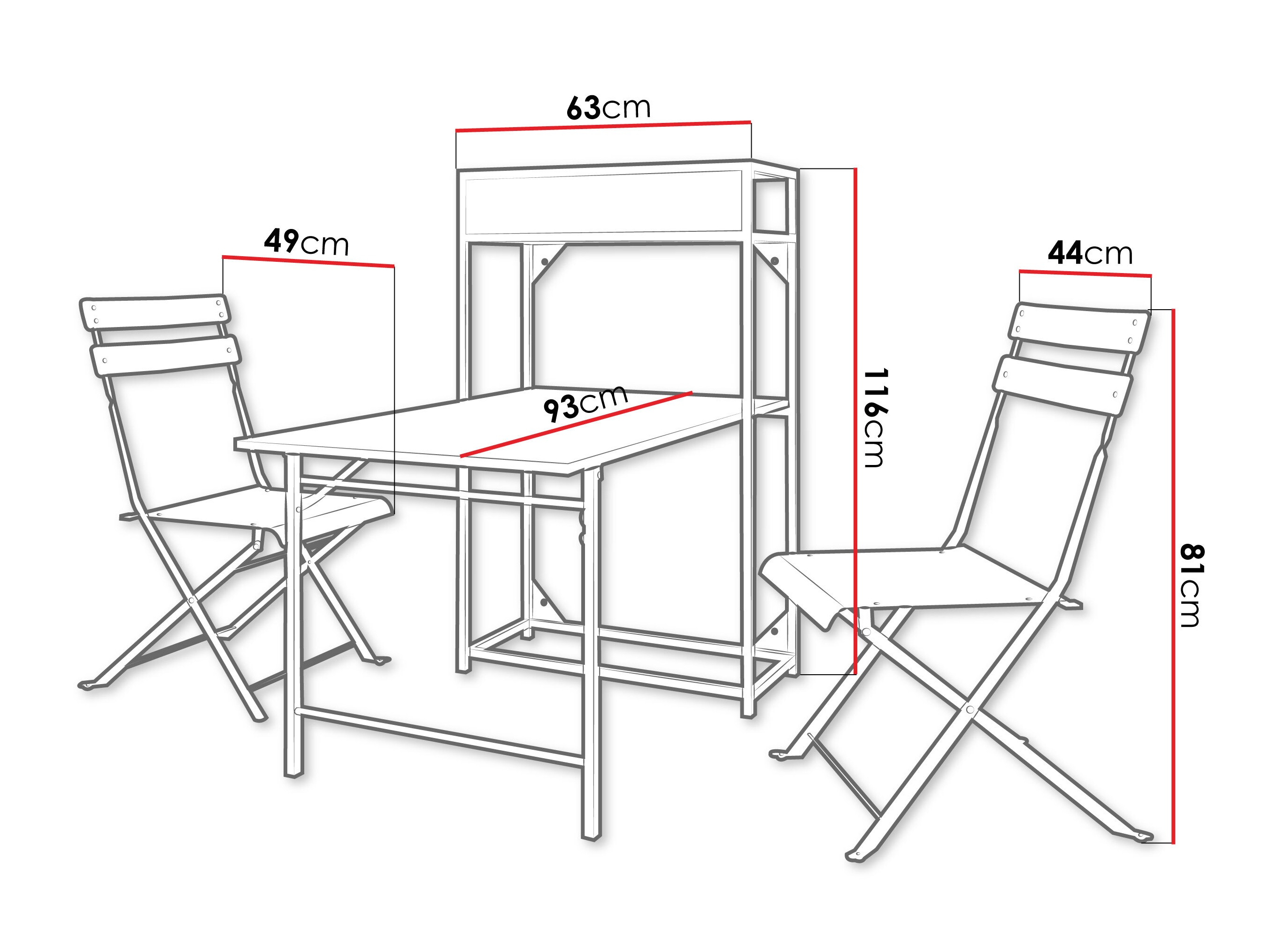 Balkono komplektas Lenitus (Juoda)
