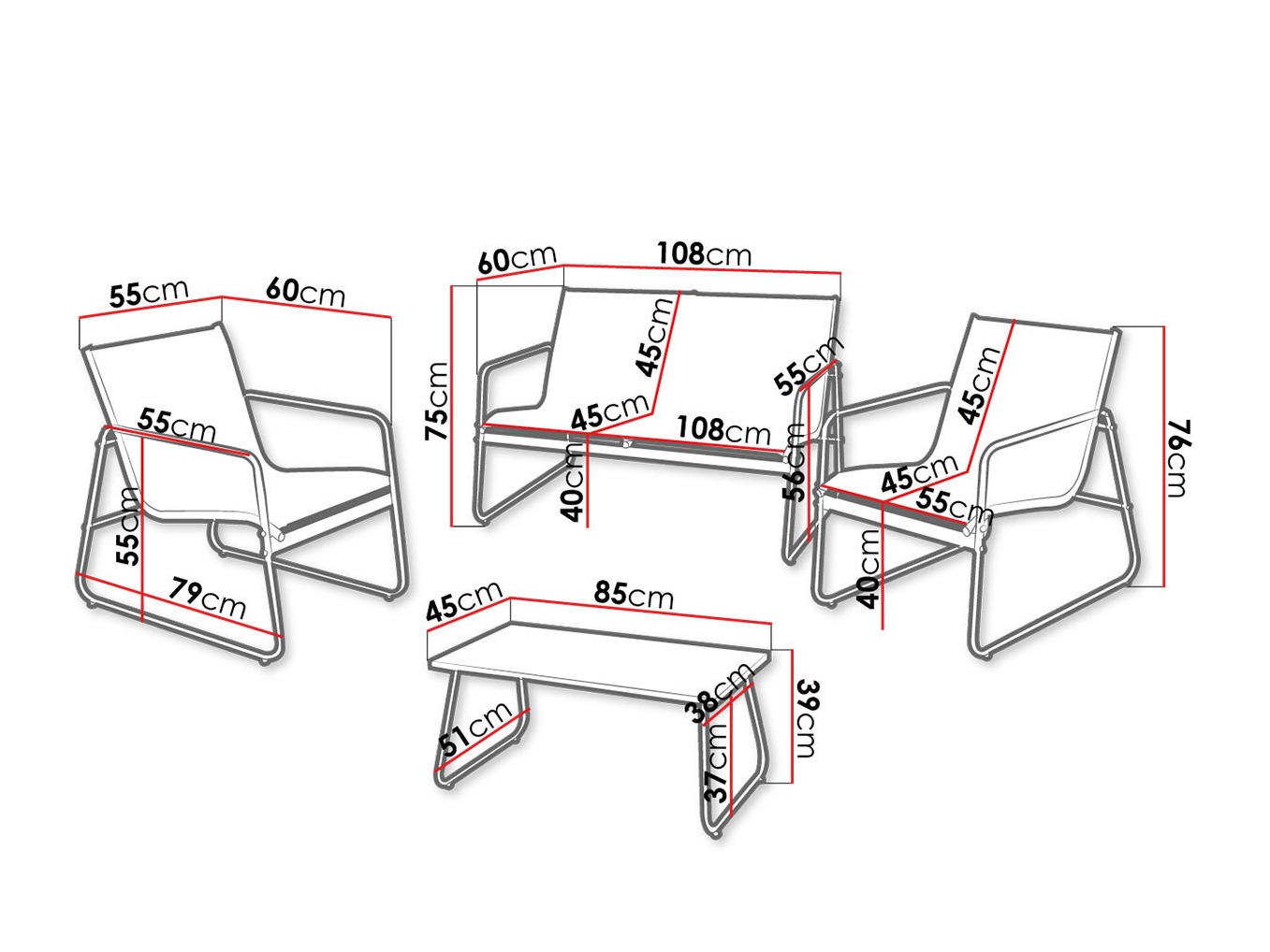 Lauko baldų komplektas Aques