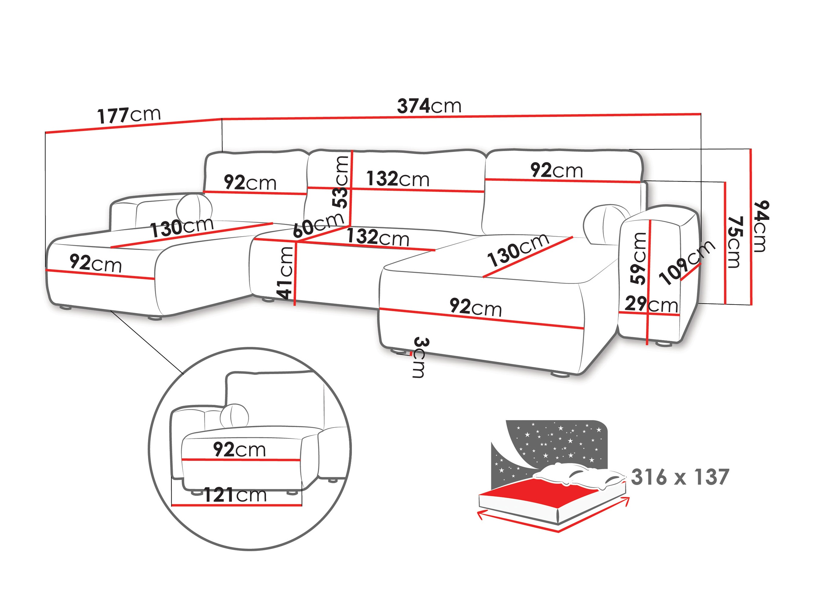 Minkštas kampas TrendyNest Piscor (Coral 15)