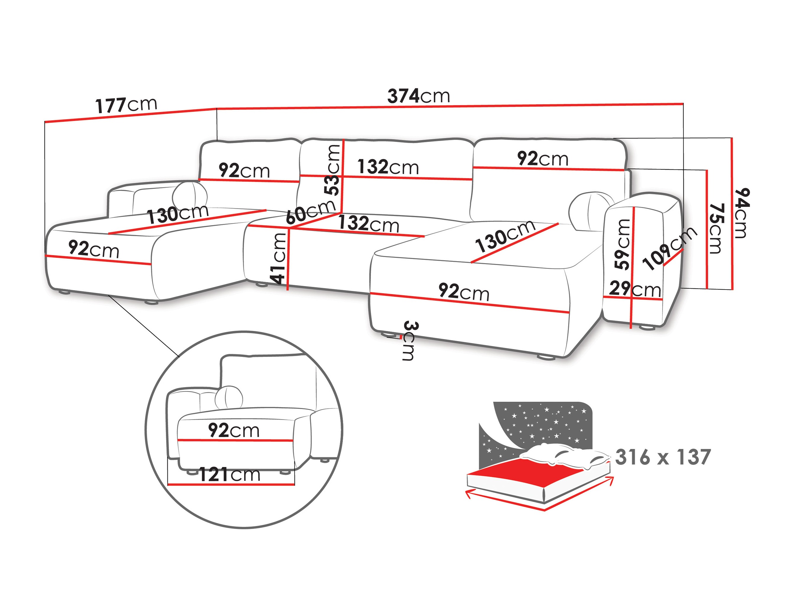 Minkštas kampas TrendyNest Piscor (Coral 80)