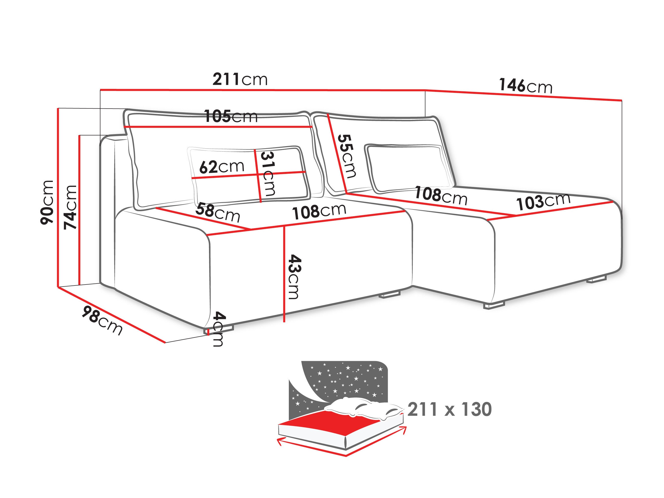 Minkštas kampas TrendyNest Fenestal (Tilia 11)
