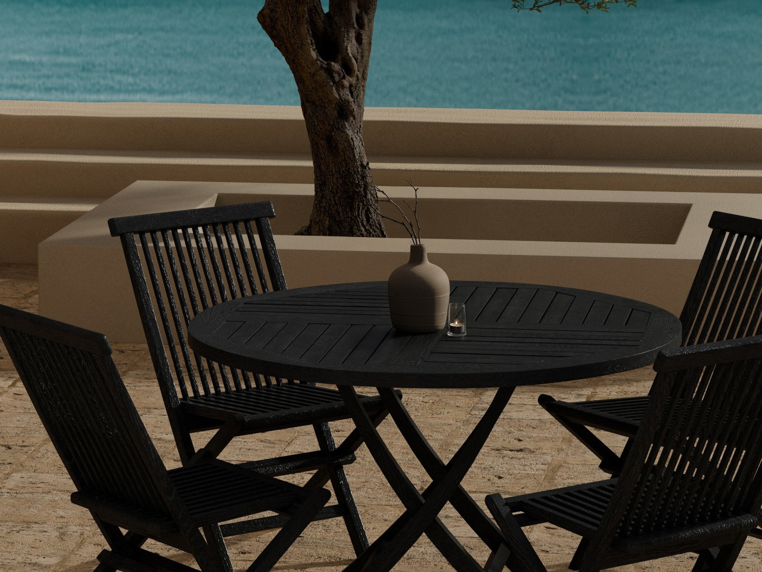 Stalo ir kėdžių komplektas Nunova 145 (Juoda)