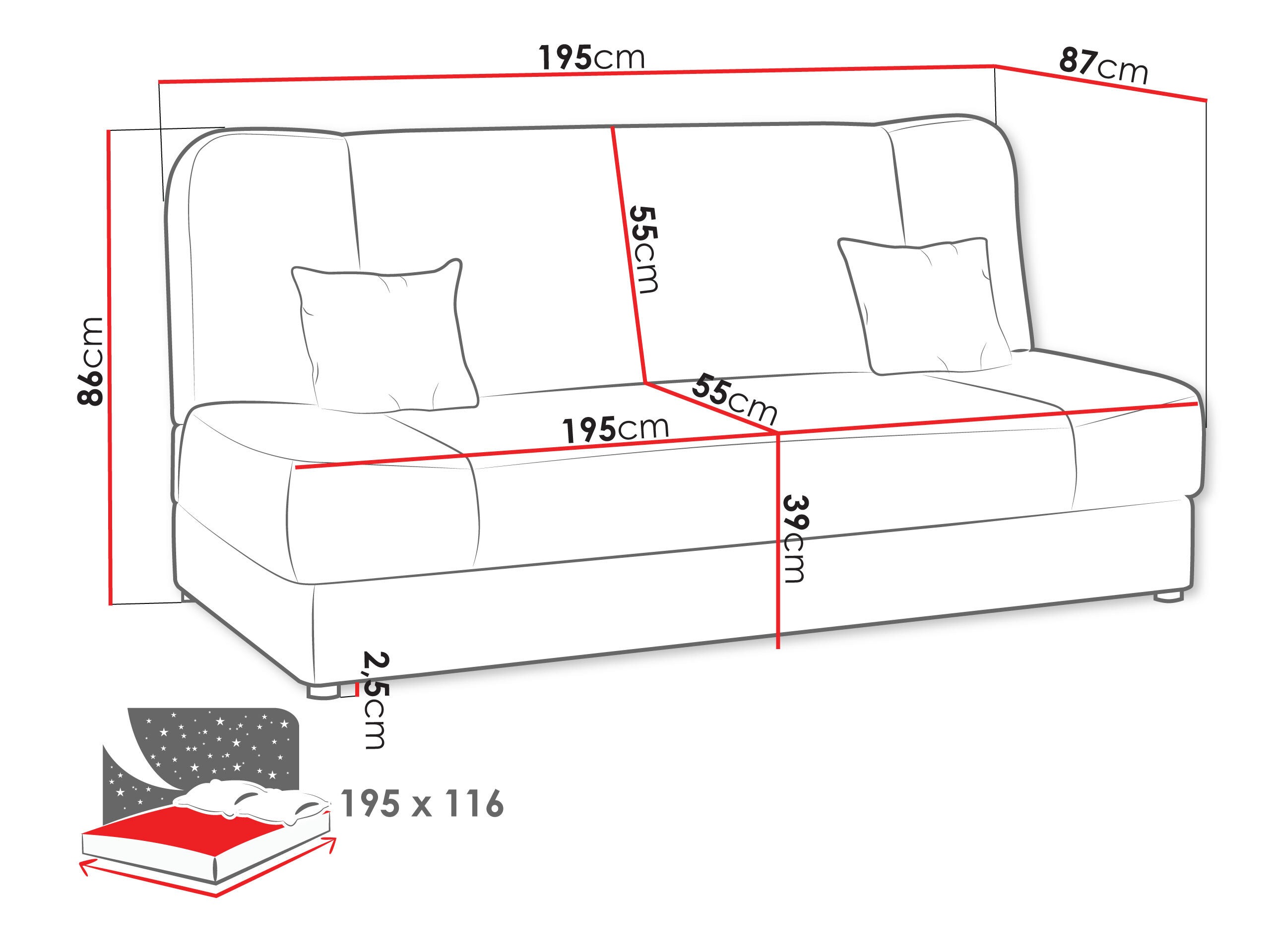 Sofa lova Comfivo Cera (Lux 05 + Lux 06)