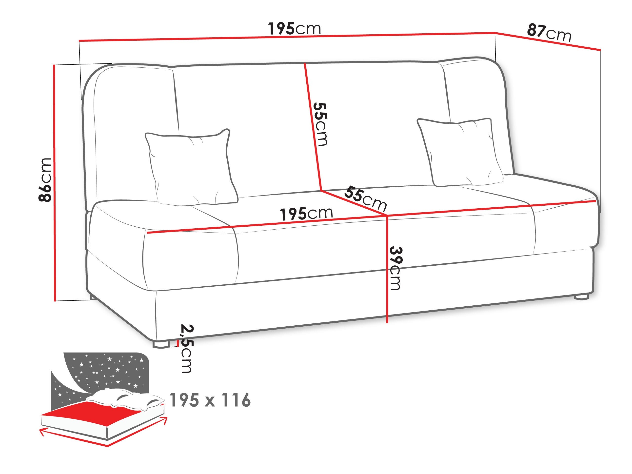 Sofa lova Comfivo Cera (Tatum 272 + Evo 27)
