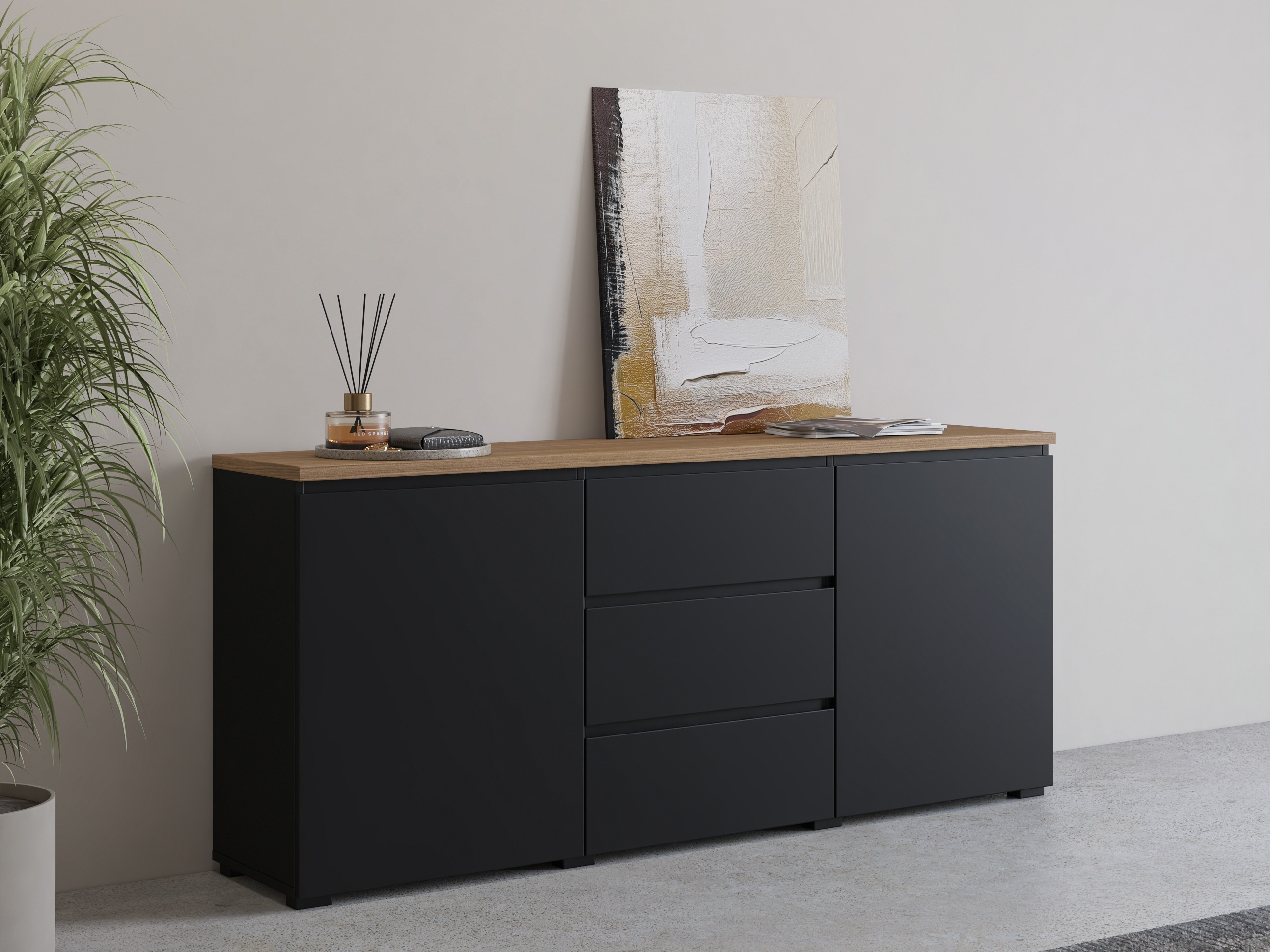 Komoda Baletu 106 (Juoda + Ąžuolas)