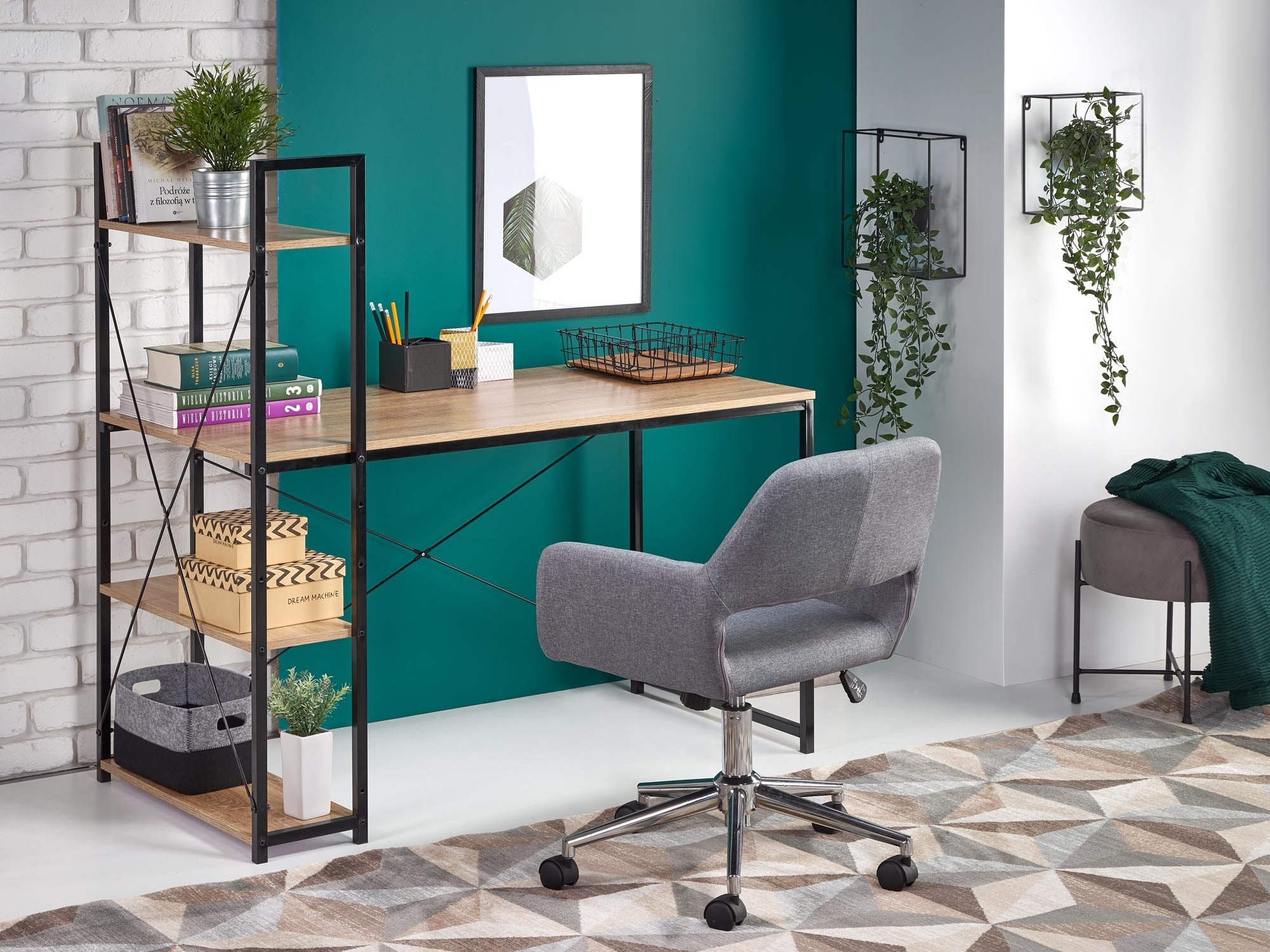 Darbo stalas Houston 1888 (Sonomos ąžuolas + Juoda)