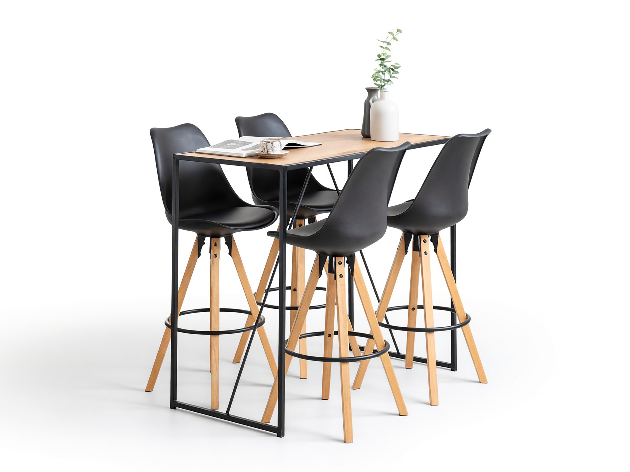 Valgomojo komplektas Norsica 517 (Juoda + Šviesus medis)