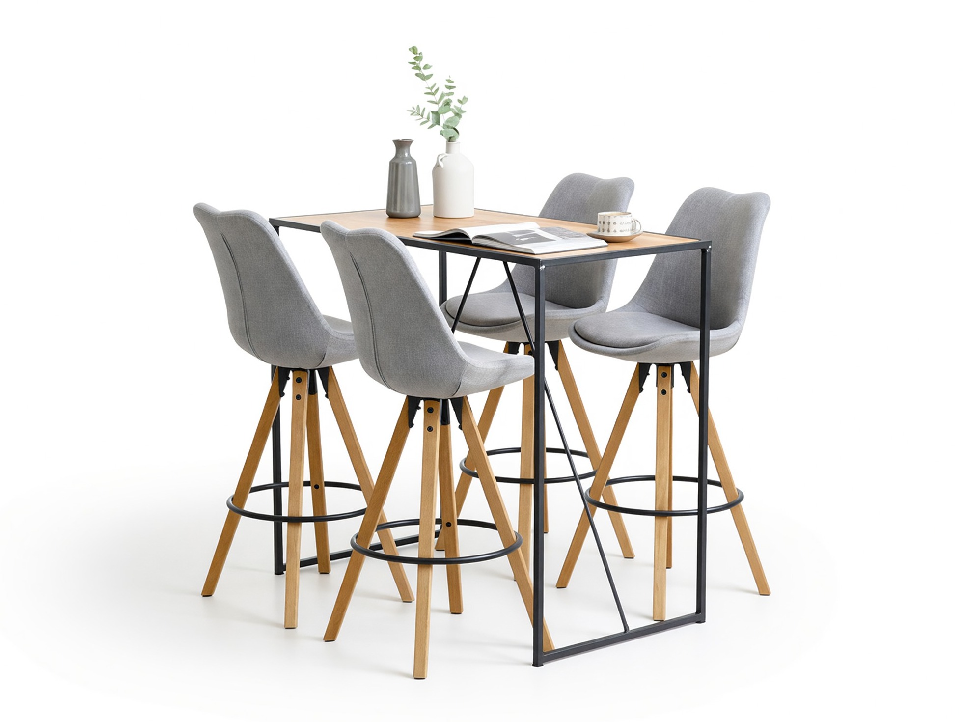 Valgomojo komplektas Norsica 517 (Pilka + Šviesus medis)