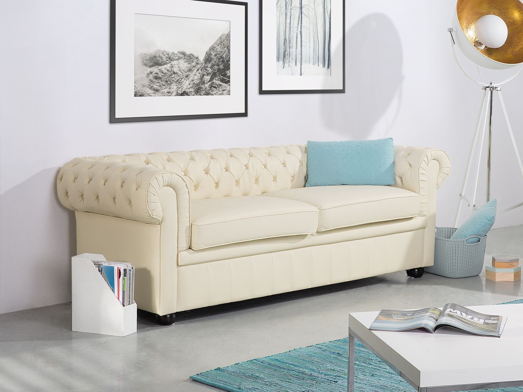 Chesterfield sofa Berwyn 832 (Kreminė)