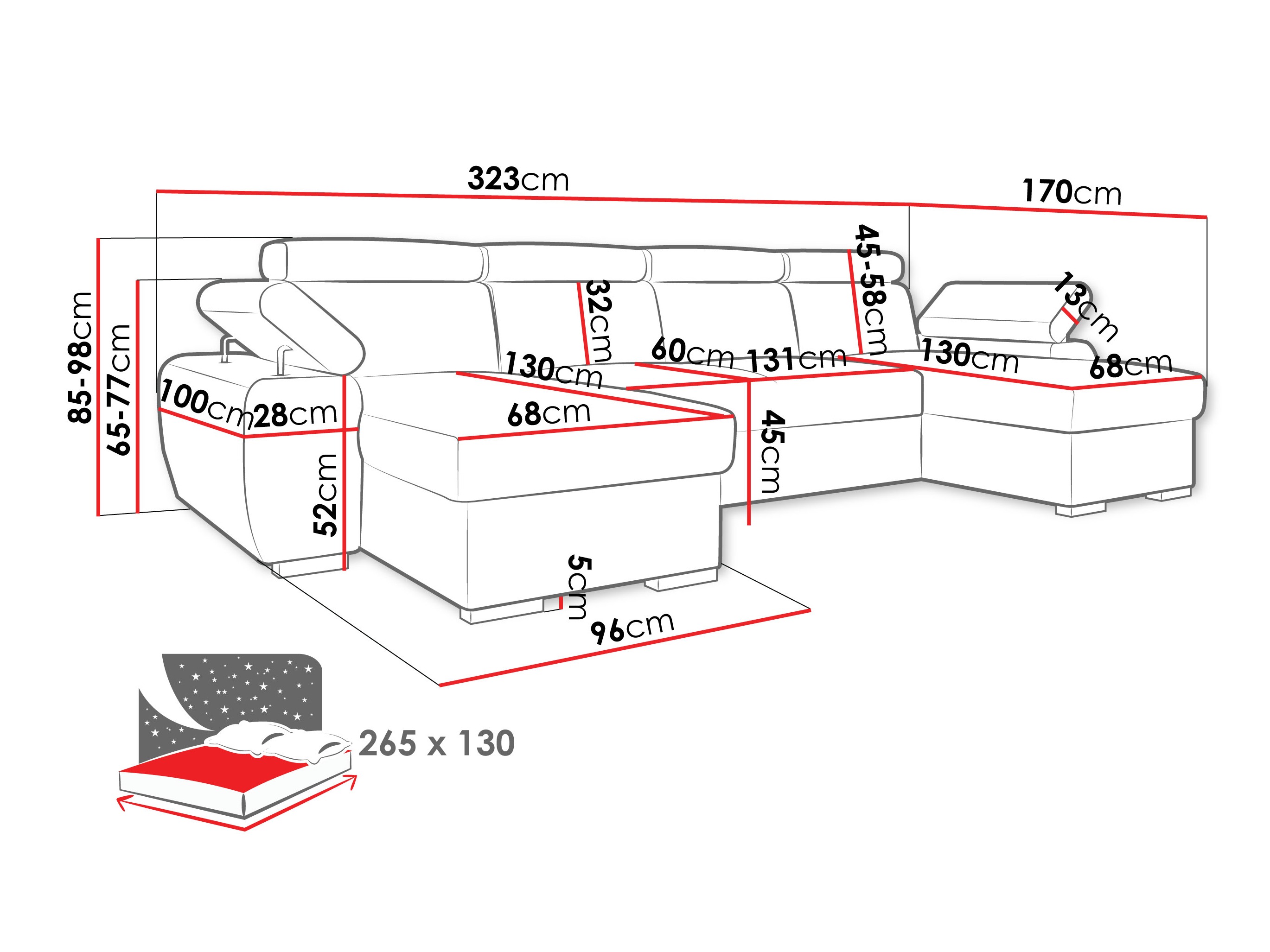 Minkštas kampas Columbus 253 (Lumo 55)