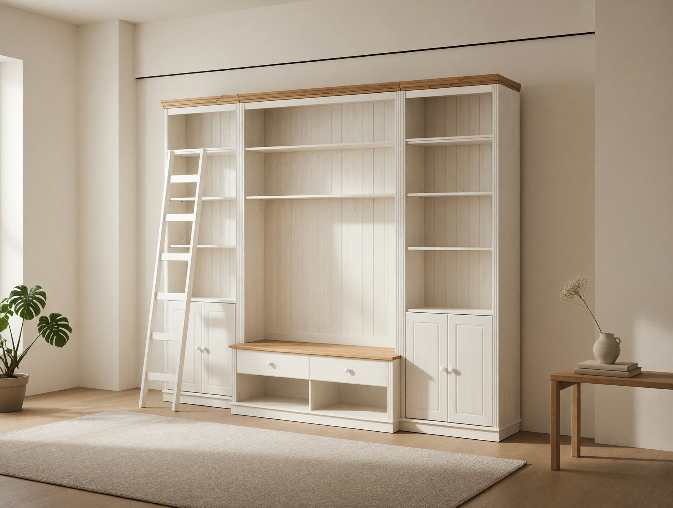 Svetainės komplektas Saltoro 107 (Balta + Medaus ąžuolas)