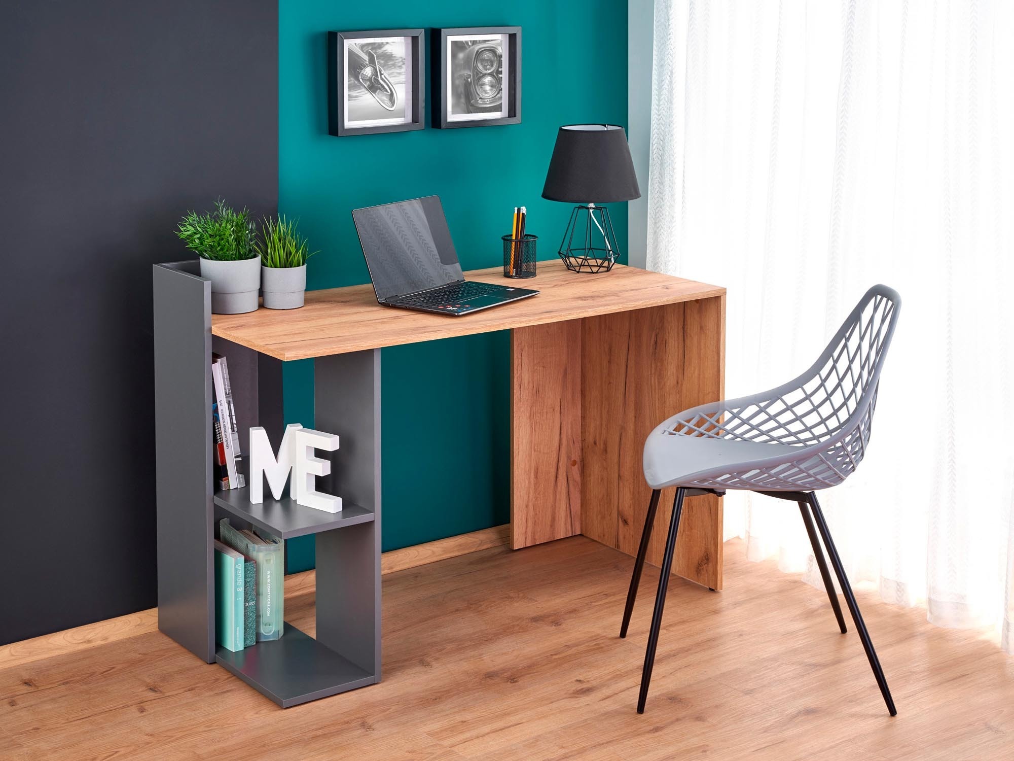 Darbo stalas Houston 825 (Ąžuolas + Antracitas)