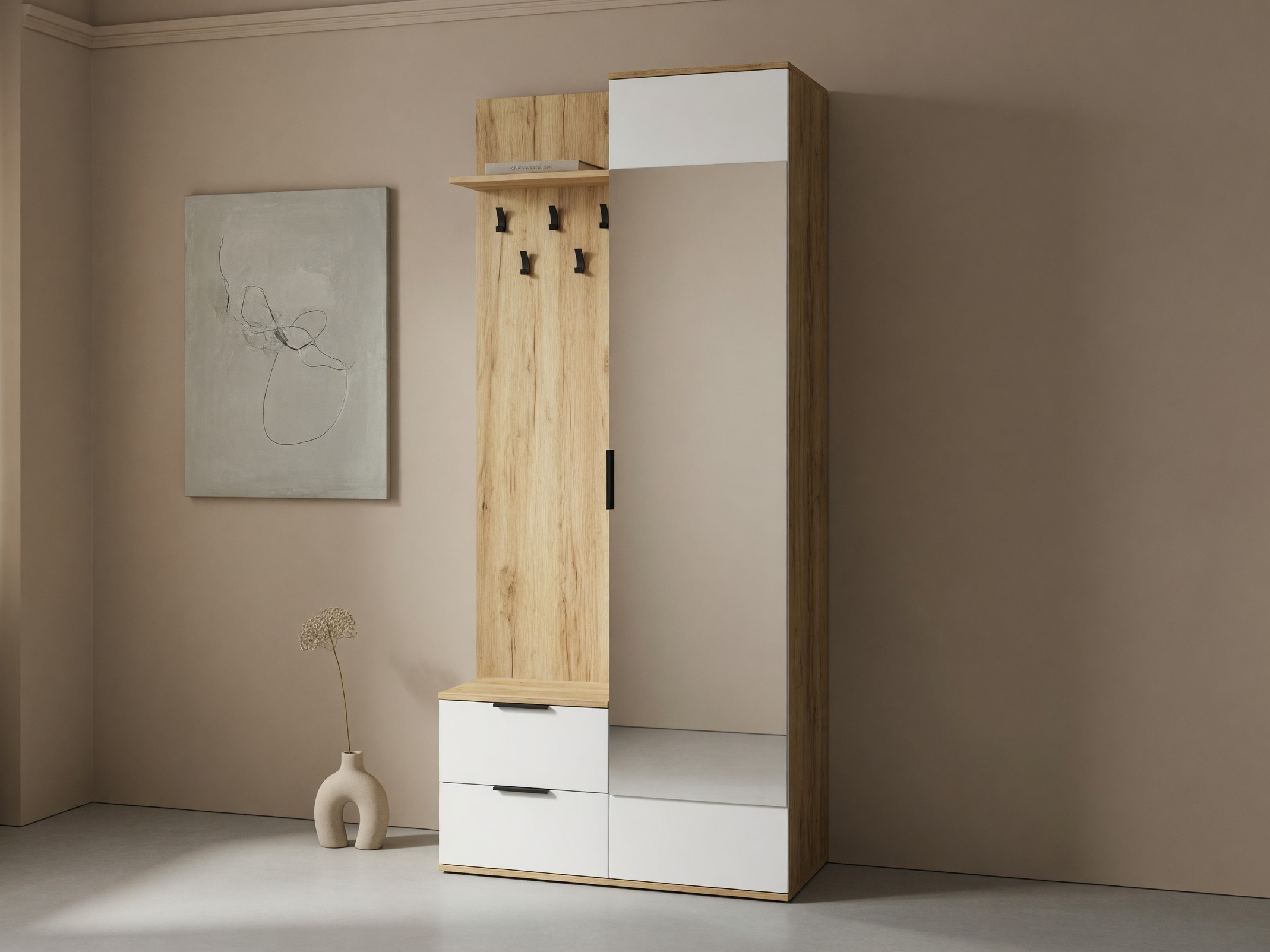 Prieškambario komplektas Houston 2004 (Auksinis ąžuolas + Balta)