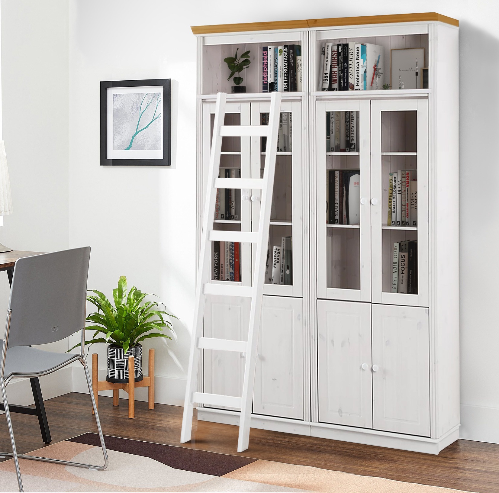 Lentynų komplektas Saltoro 120 (Balta + Medaus ąžuolas)