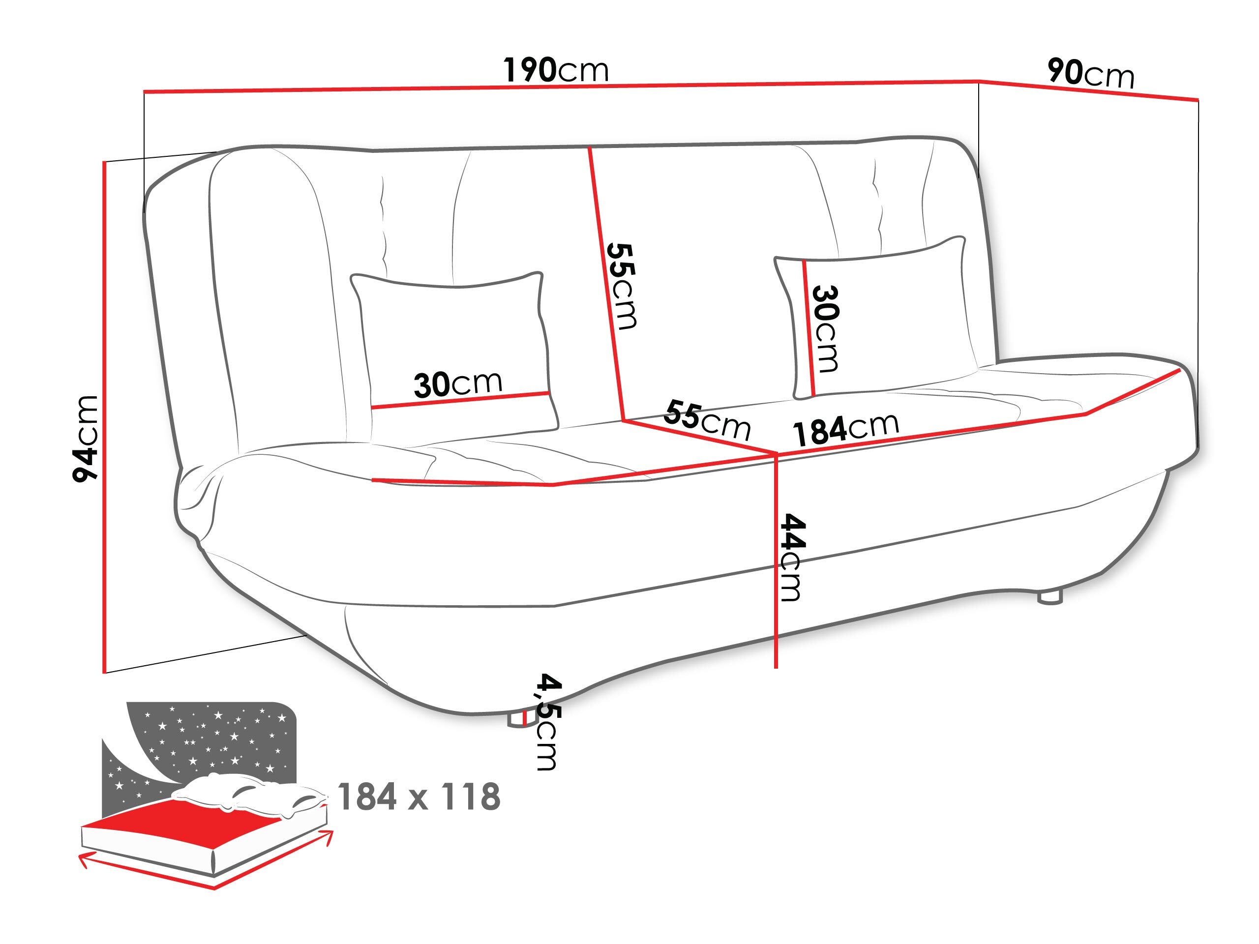 Sofa lova Comfivo Cervus (Kronos 09 + Kronos 31)