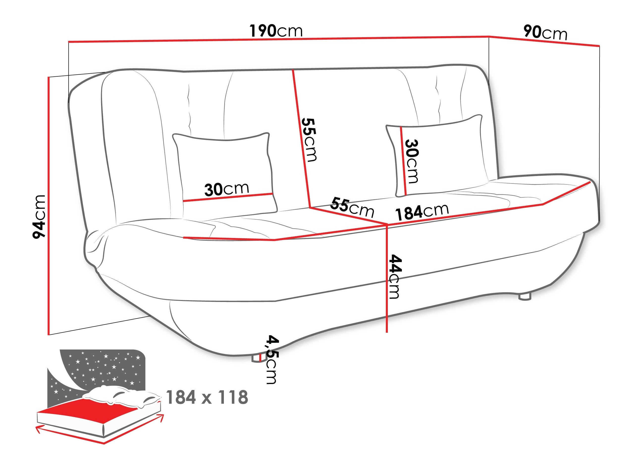 Sofa lova Comfivo Cervus (Magic Velvet 2217 + Magic Velvet 2219)