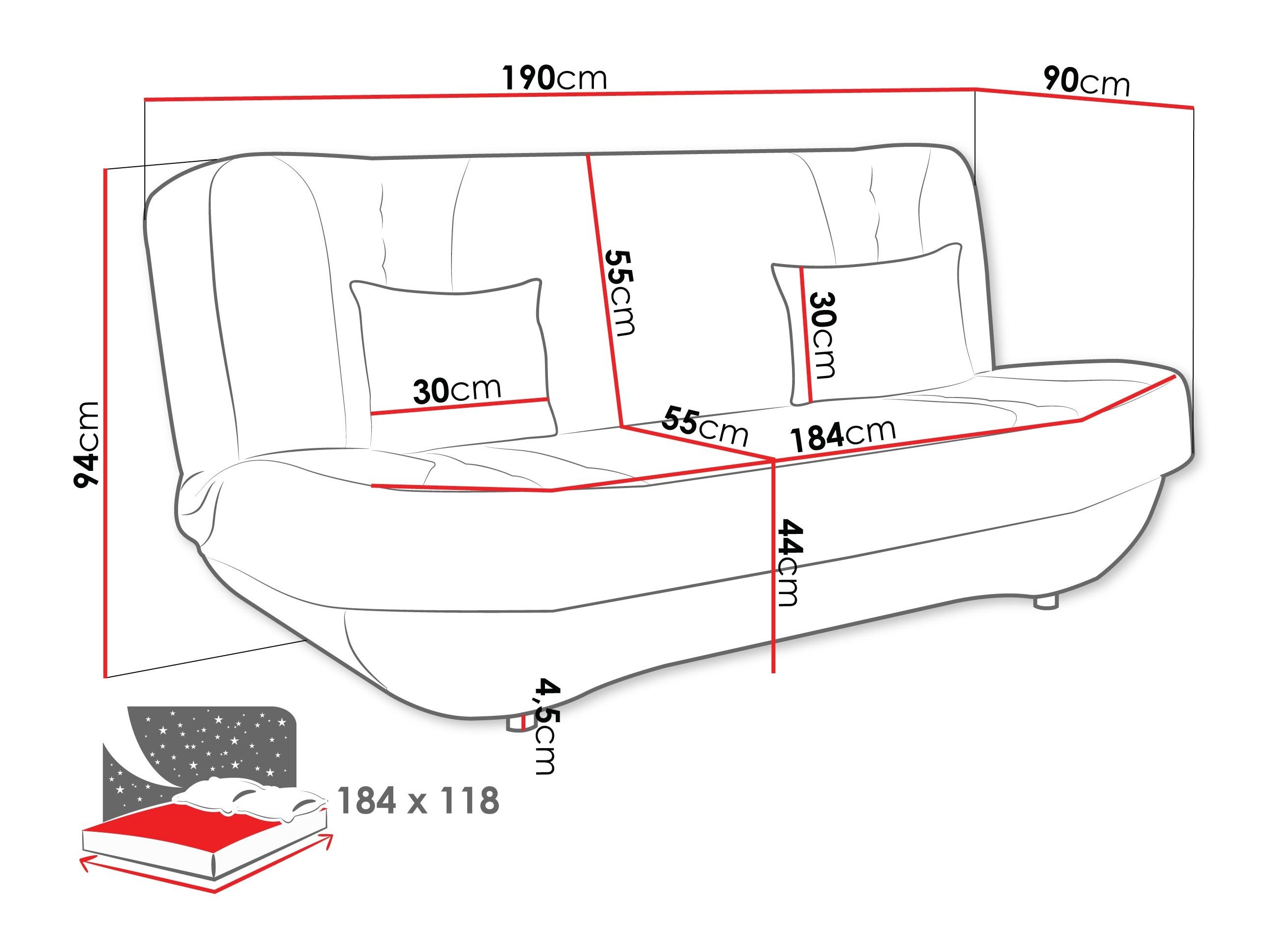 Sofa lova Comfivo Cervus (Magic Velvet 2225 + Magic Velvet 2227)