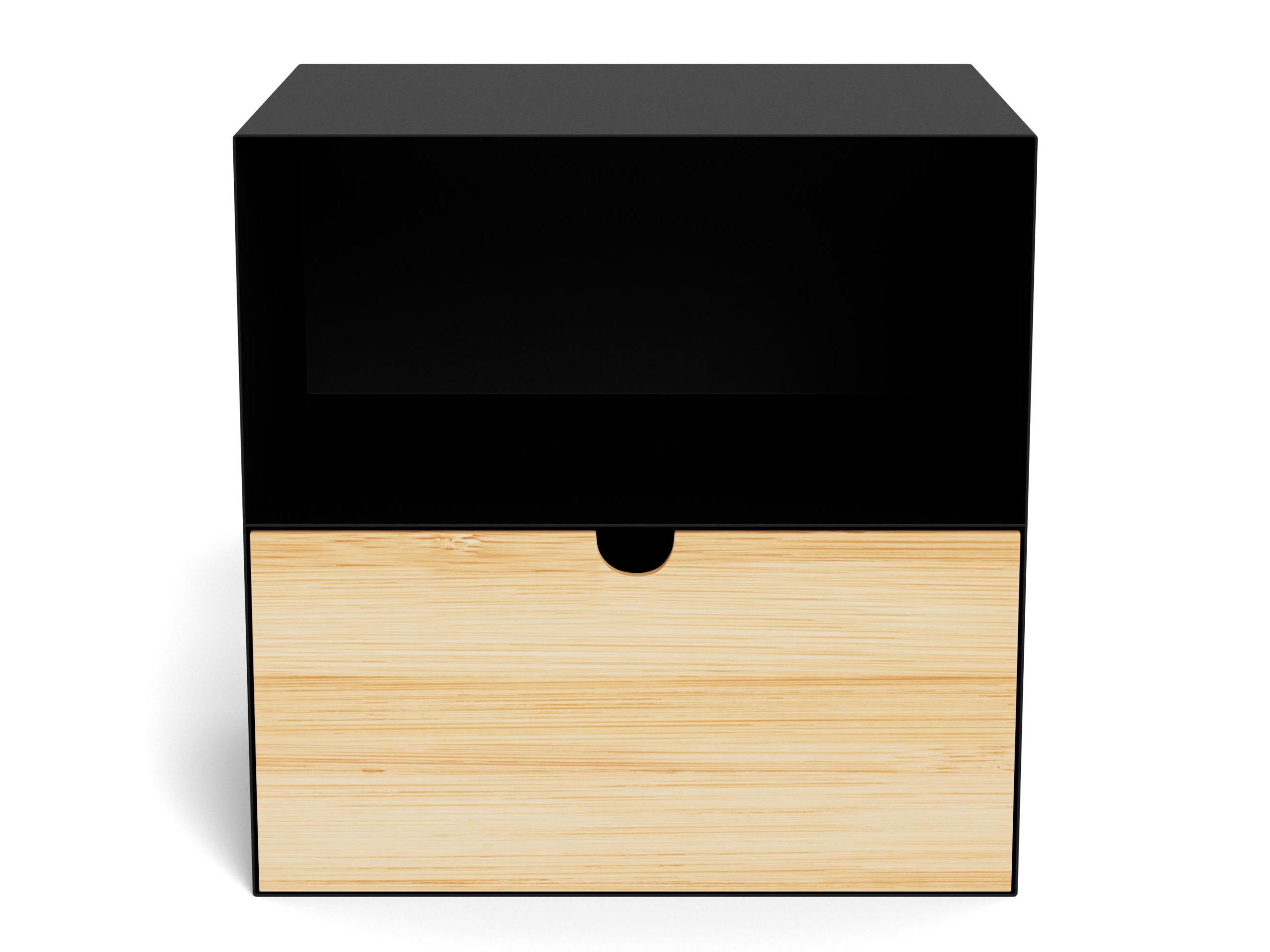 Naktinis staliukas Norsica 375 (Juoda + Šviesus medis)