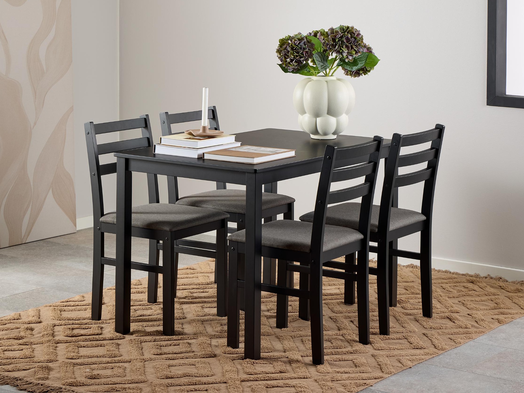 Valgomojo komplektas Norsica 857 (Juoda + Šviesi pilka)