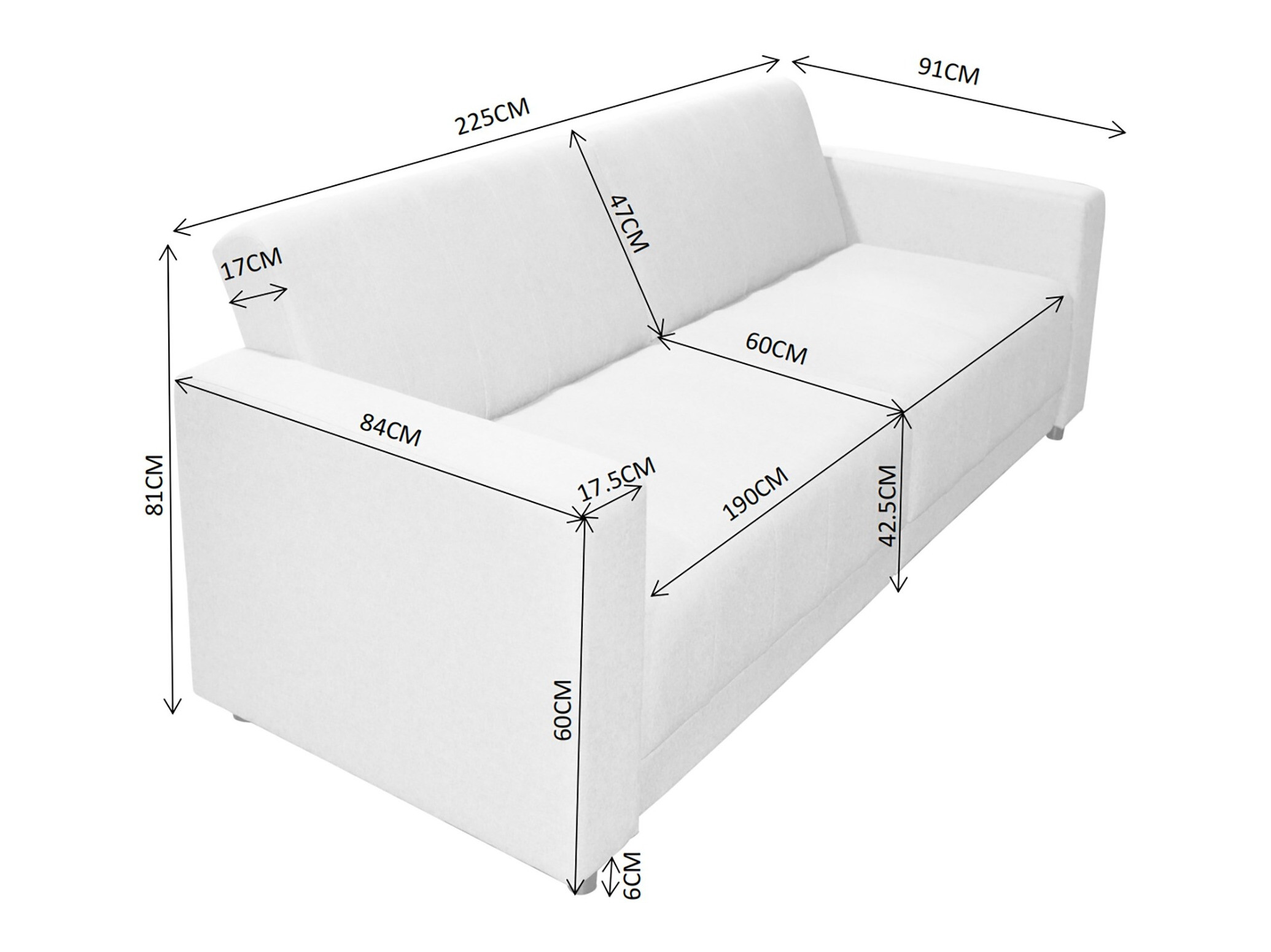 Sofa lova Denton 1535 (Kreminė)