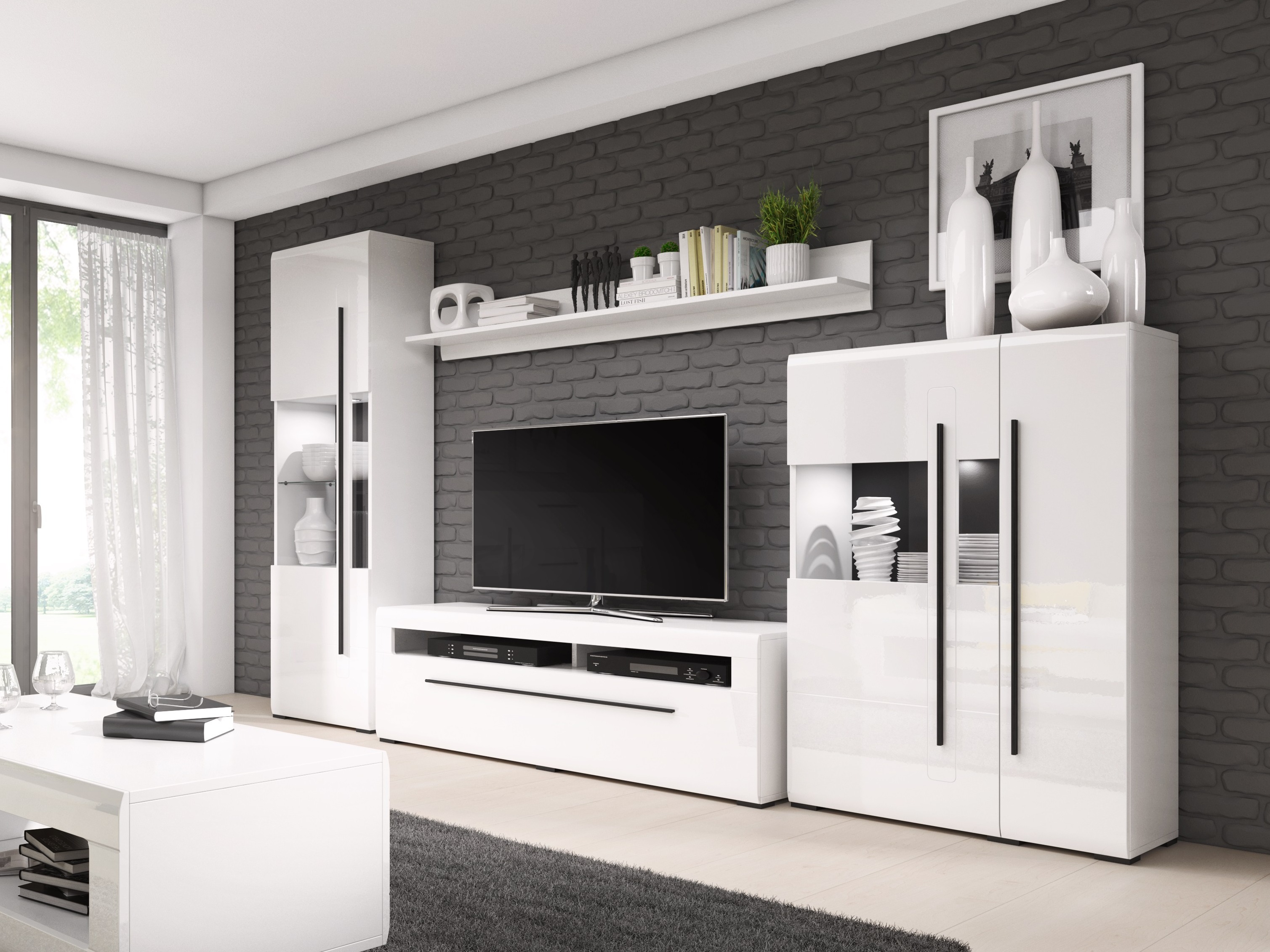 Pakabinama lentyna Ophsalu 101 (Balta + Blizgi balta)