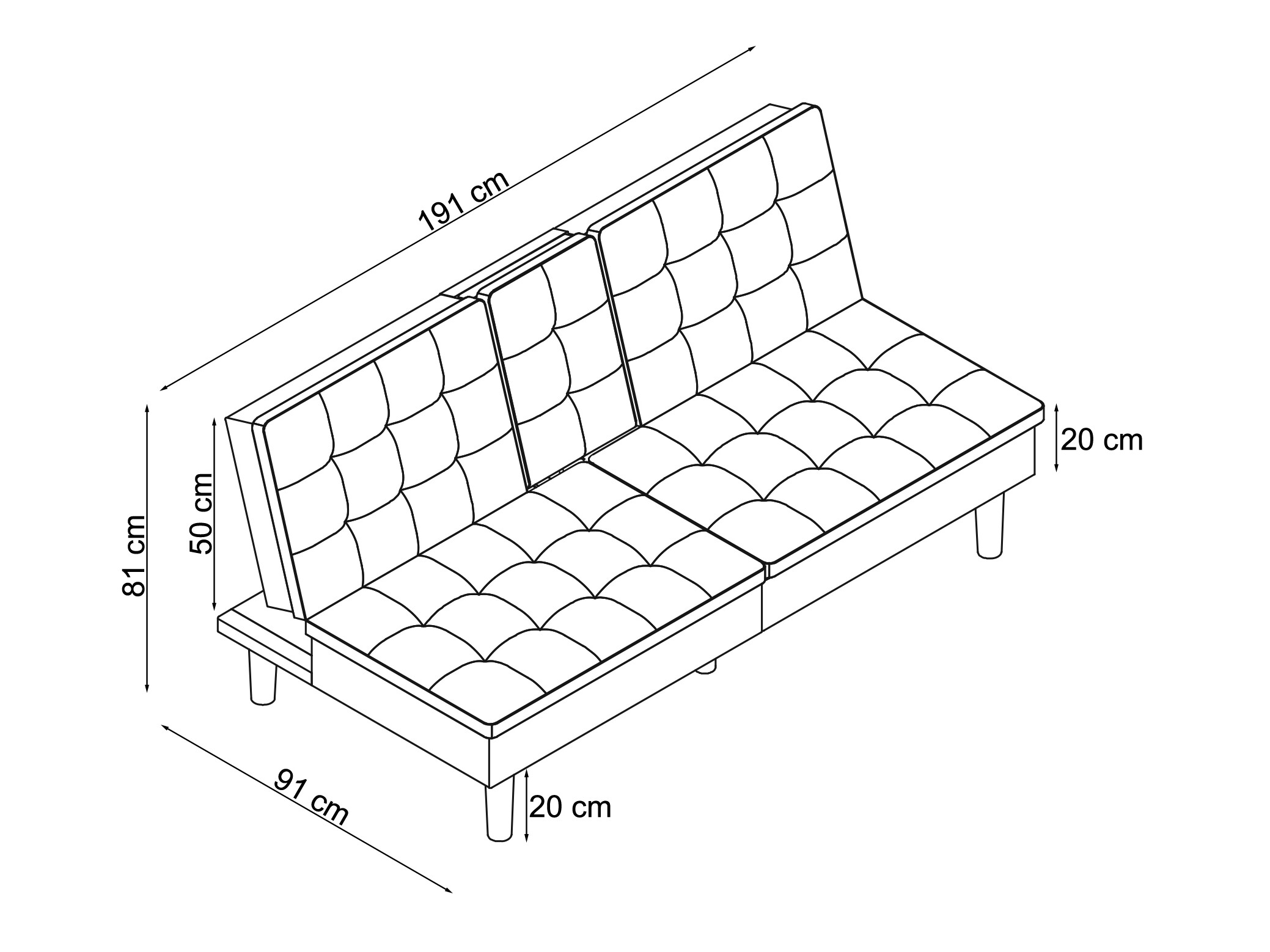 Sofa lova Tulsa 683 (Antracitas)