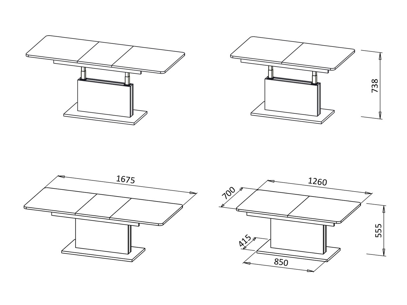 Žurnalinis staliukas transformeris Houston 1253 (Votan ąžuolas + Juoda)