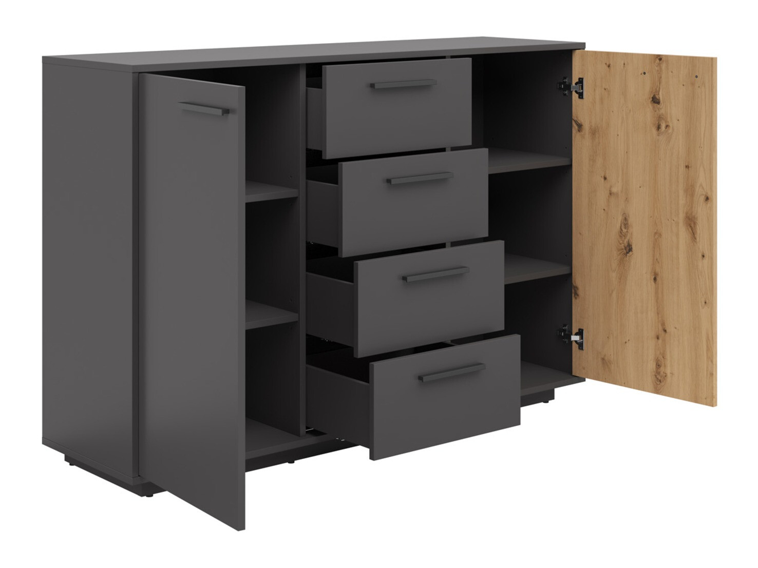 Komoda Melvelo 101 (Antracitas + Artisan ąžuolas)
