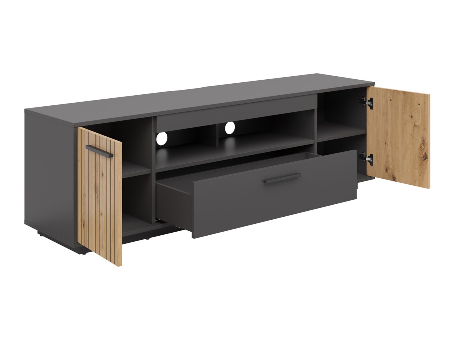 Svetainės komplektas Melvelo 104 (Antracitas + Artisan ąžuolas)