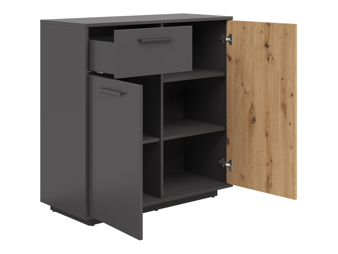 Svetainės komplektas Melvelo 104 (Antracitas + Artisan ąžuolas)