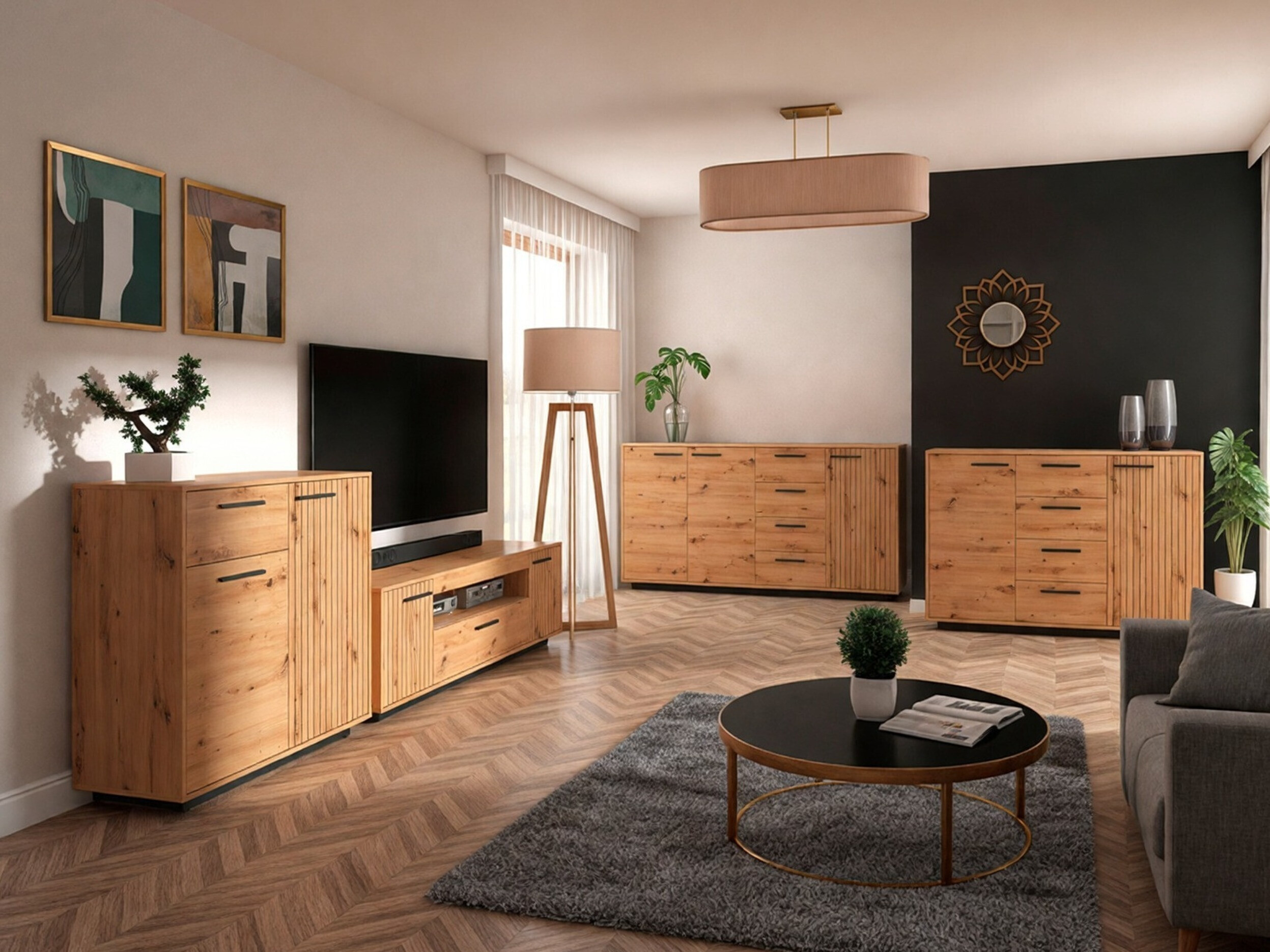 TV staliukas Melvelo 103 (Artisan ąžuolas)