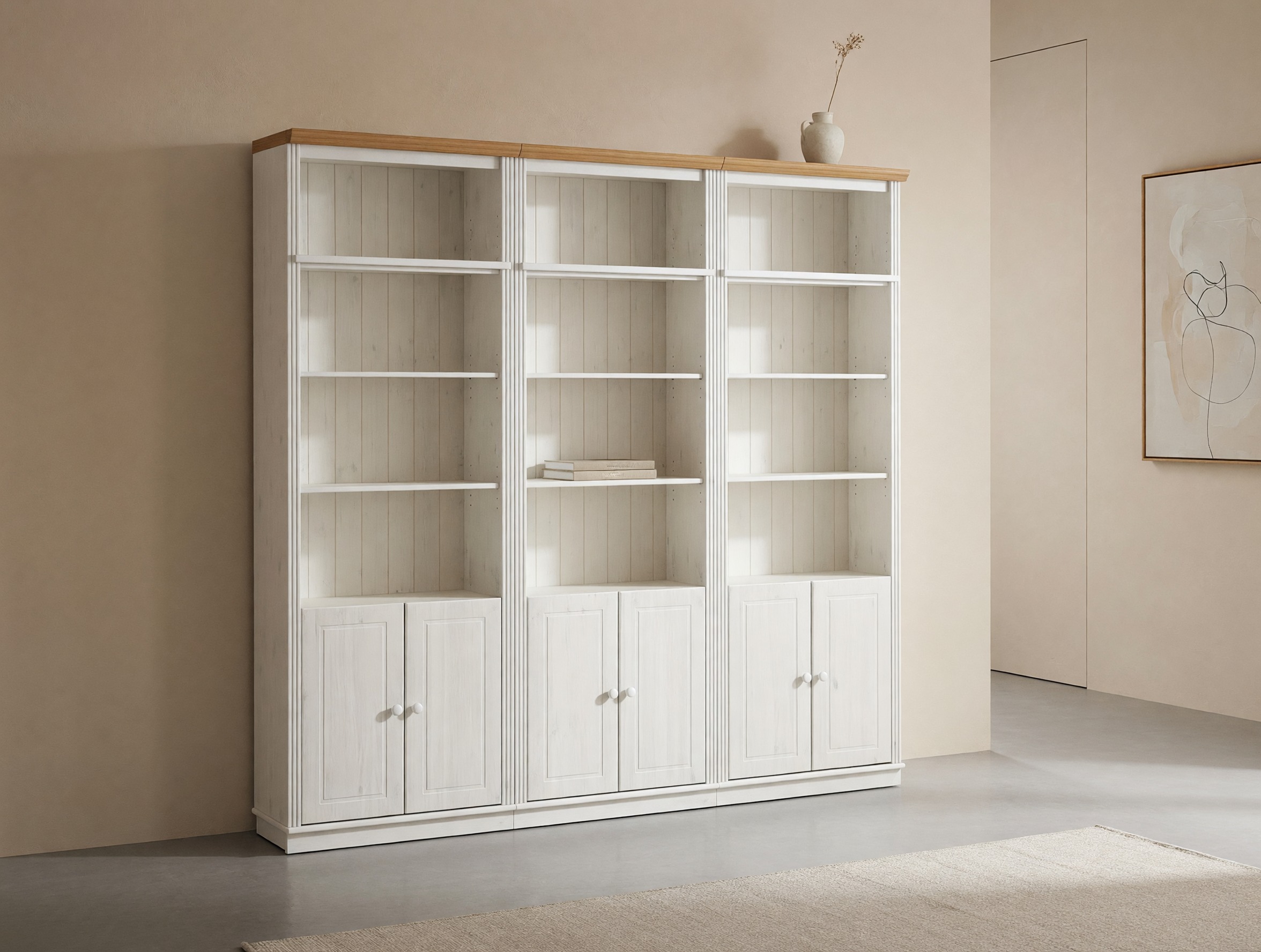 Lentynų komplektas Saltoro 117 (Balta + Medaus ąžuolas)