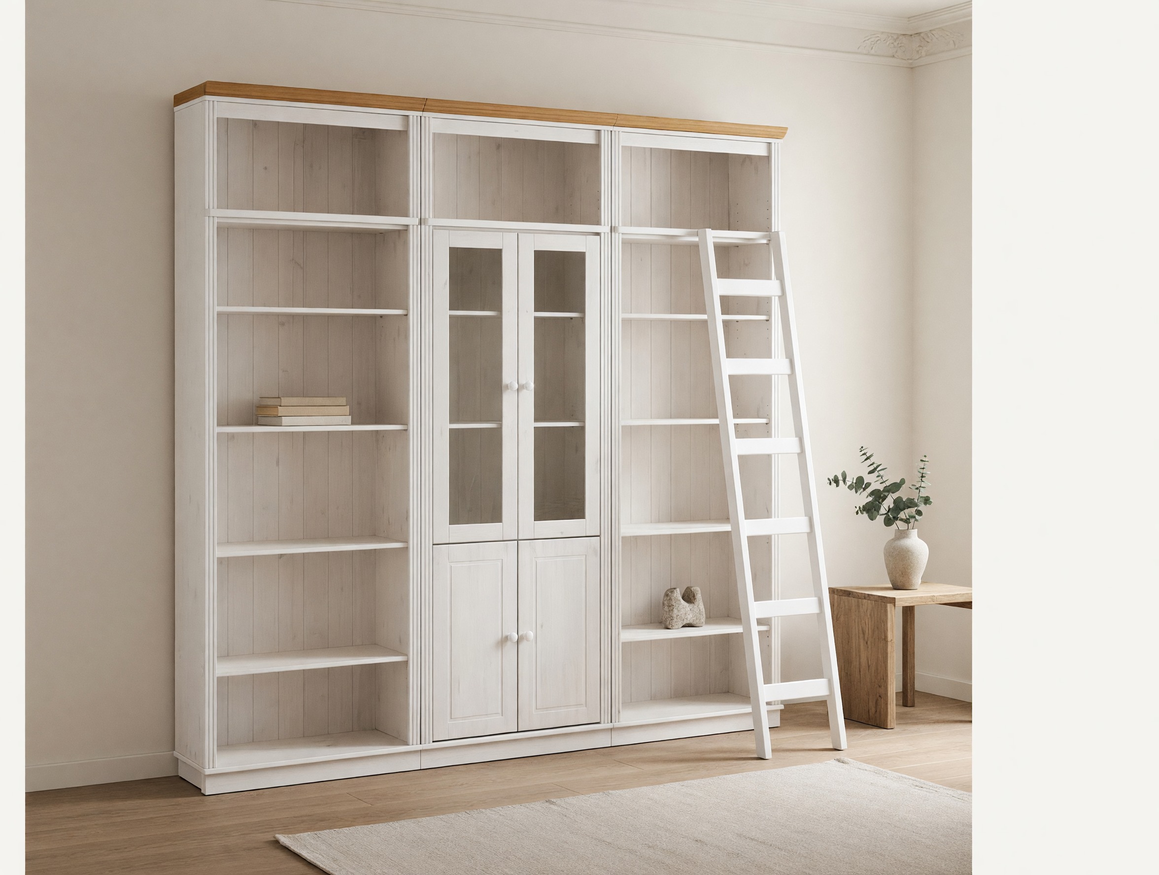 Lentynų komplektas Saltoro 126 (Balta + Medaus ąžuolas)