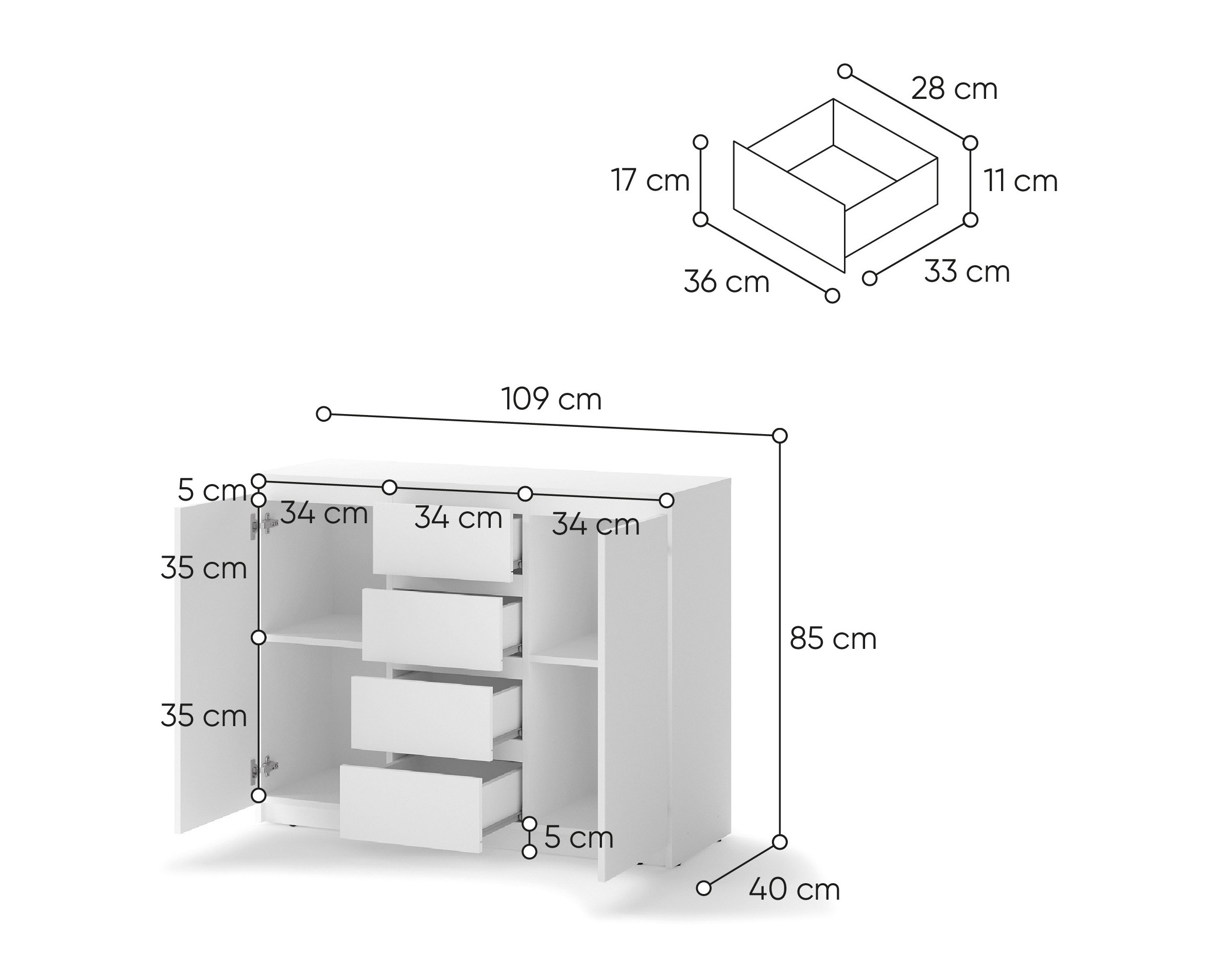Komoda Cirdelu 105 (Balta)