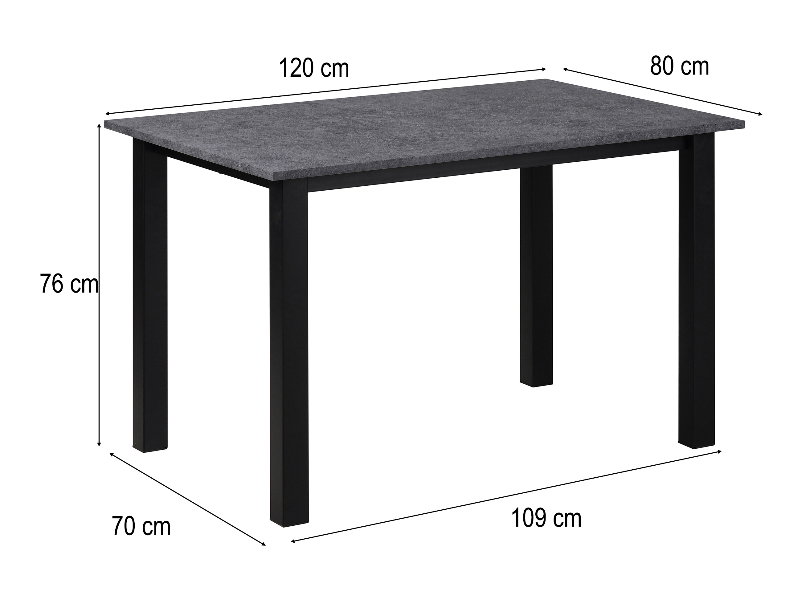 Stalas Denton 1548 (Juoda + Betonas)