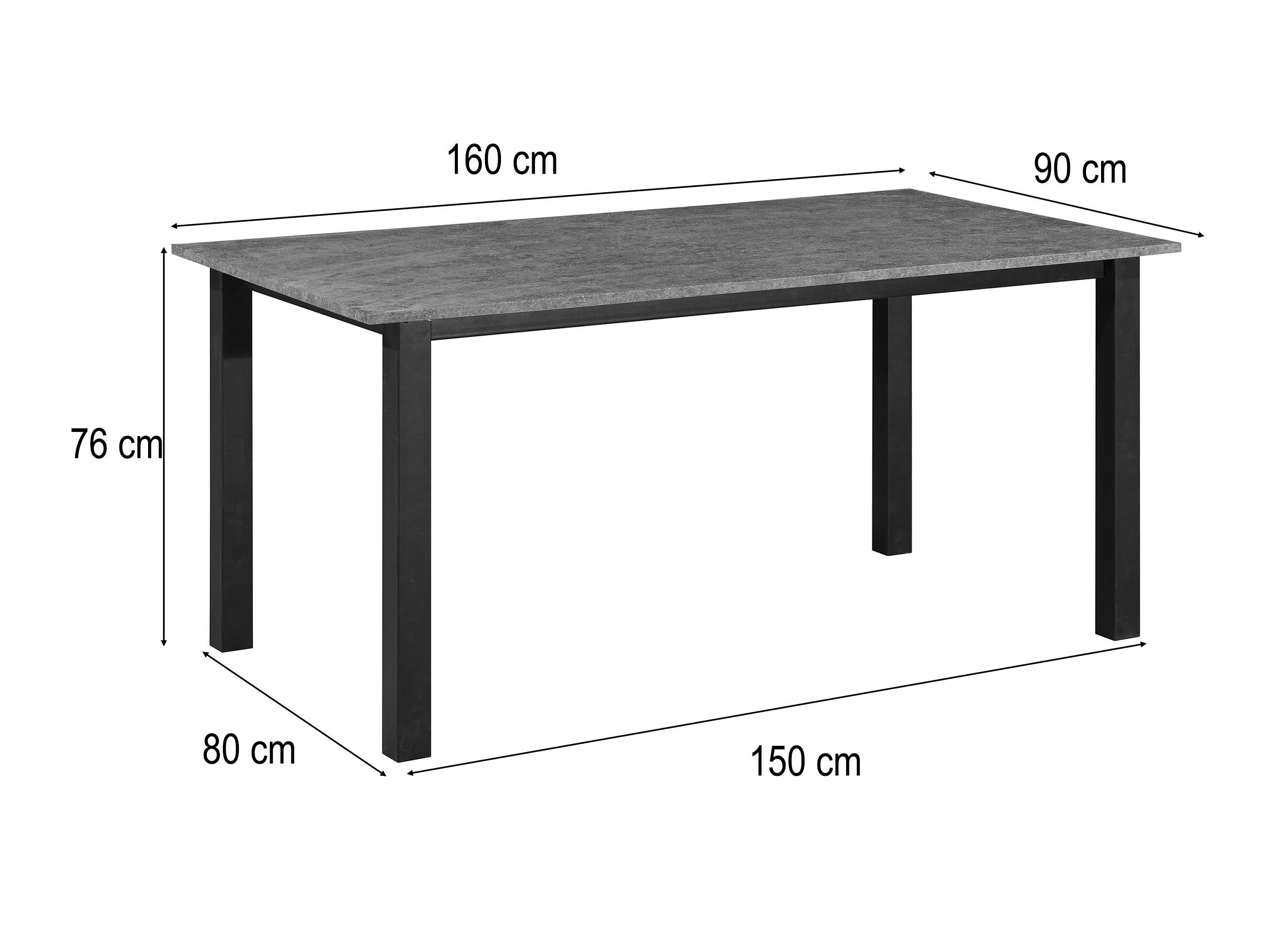 Stalas Denton 1549 (Juoda + Betonas)