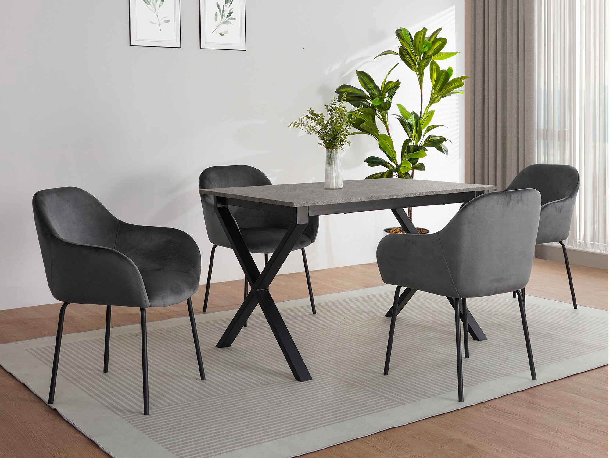 Stalas Denton 1554 (Juoda + Betonas)