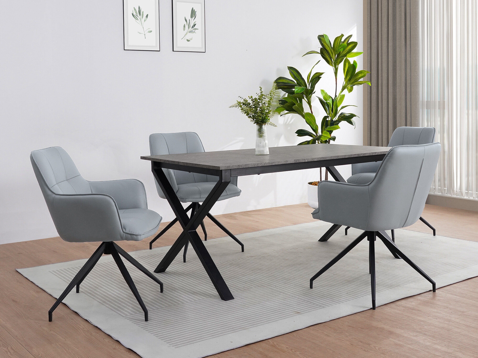 Stalas Denton 1555 (Juoda + Betonas)