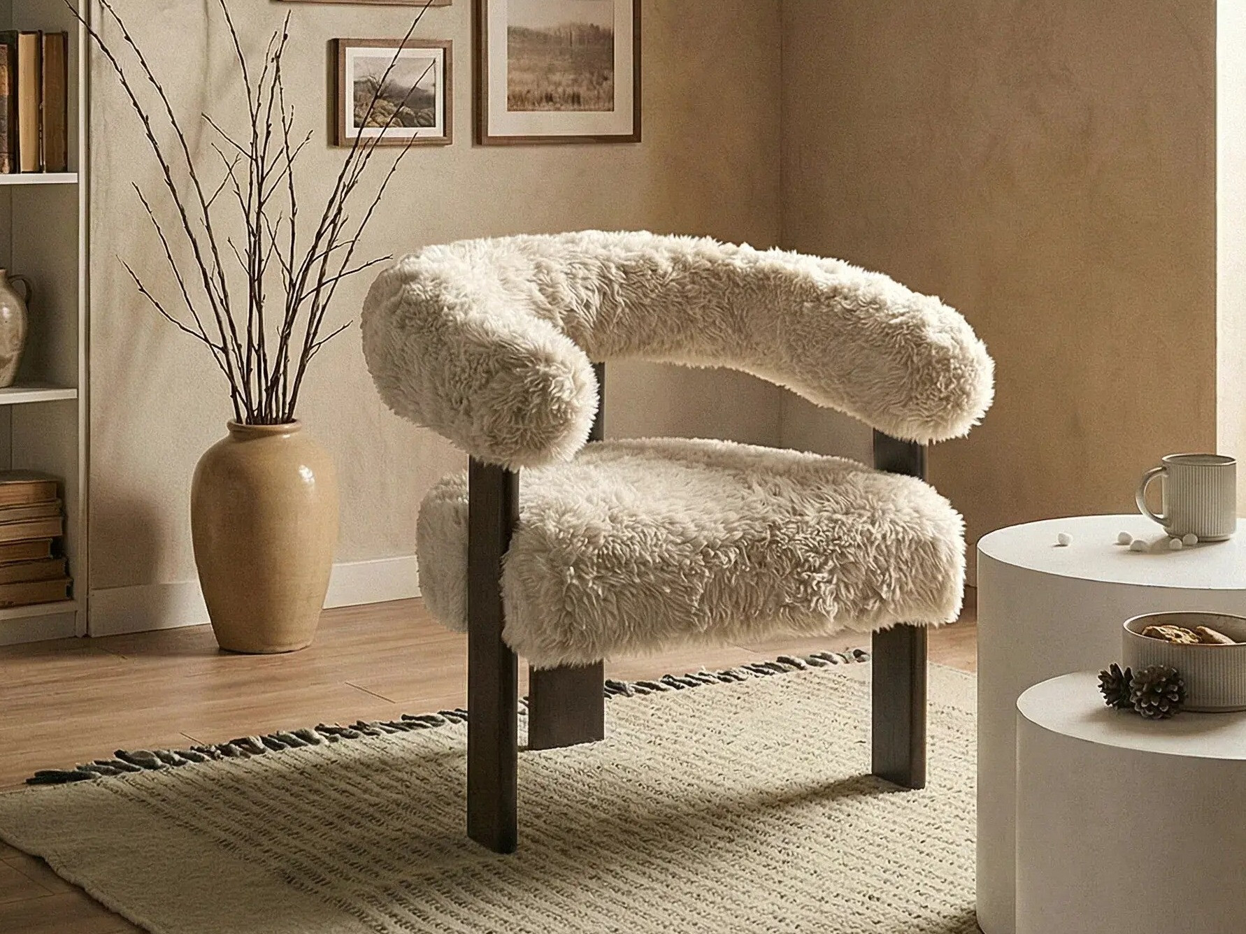 Fotelis Berwyn 3264 (Balta + Tamsi ruda)