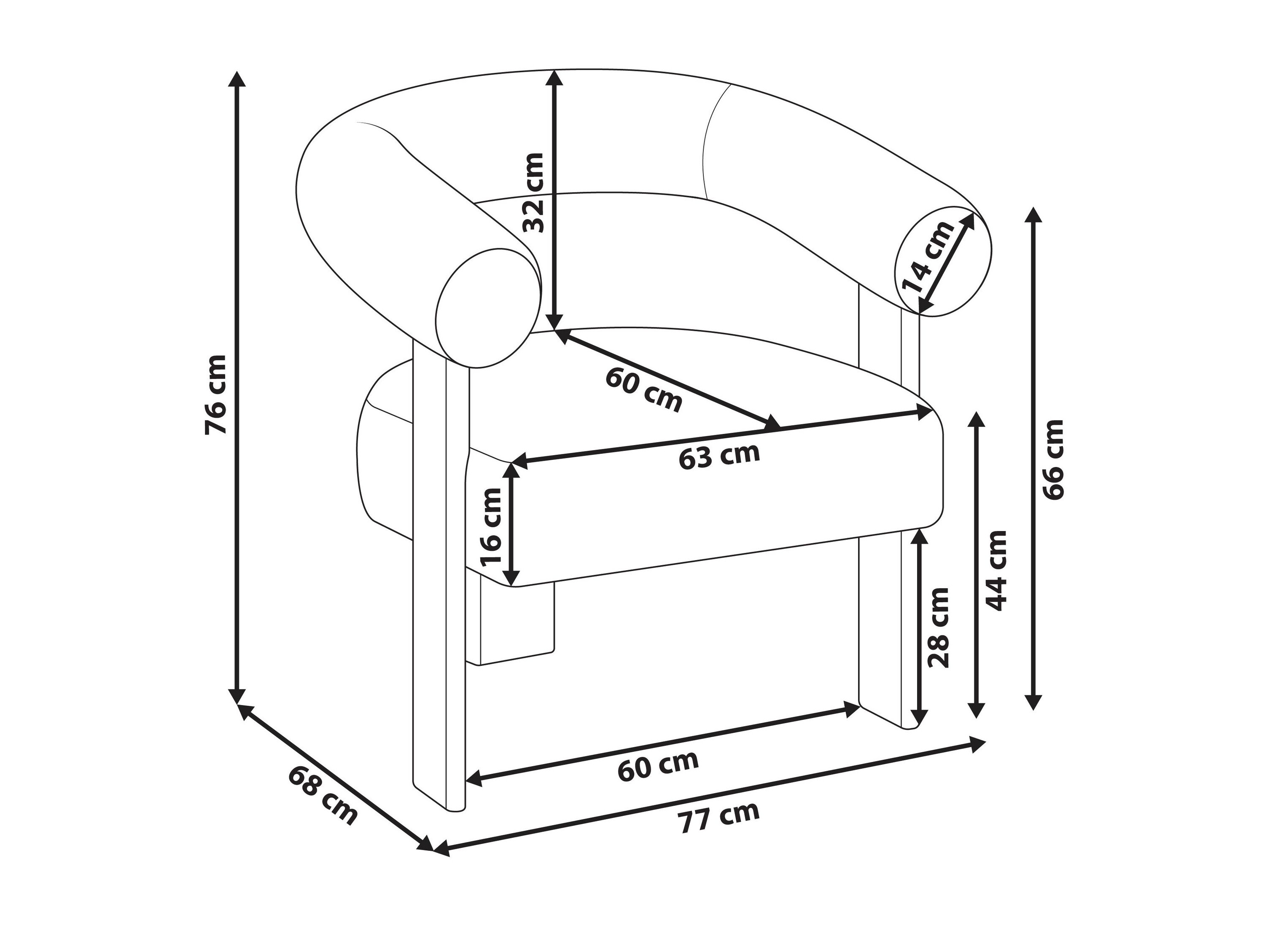 Fotelis Berwyn 3264 (Balta + Tamsi ruda)