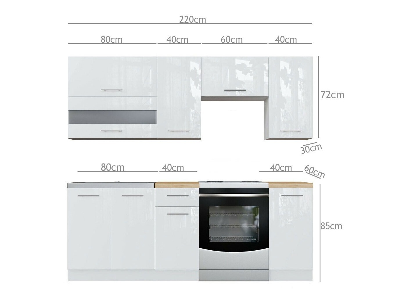 Modulinis virtuvės komplektas Tiffa Grey 104