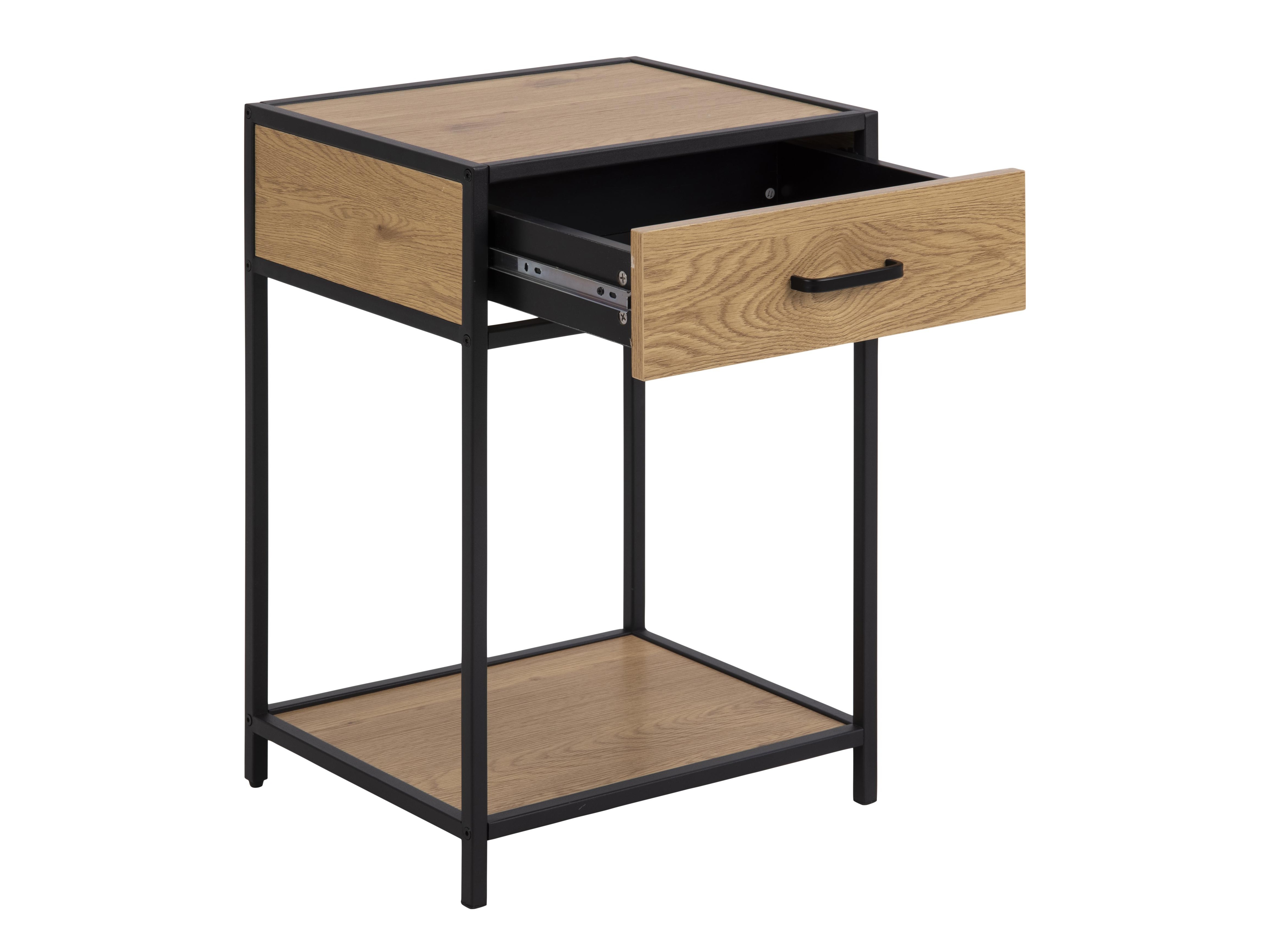 Naktinis staliukas Norsica Sevferi 128 (Laukinis ąžuolas + Juoda)